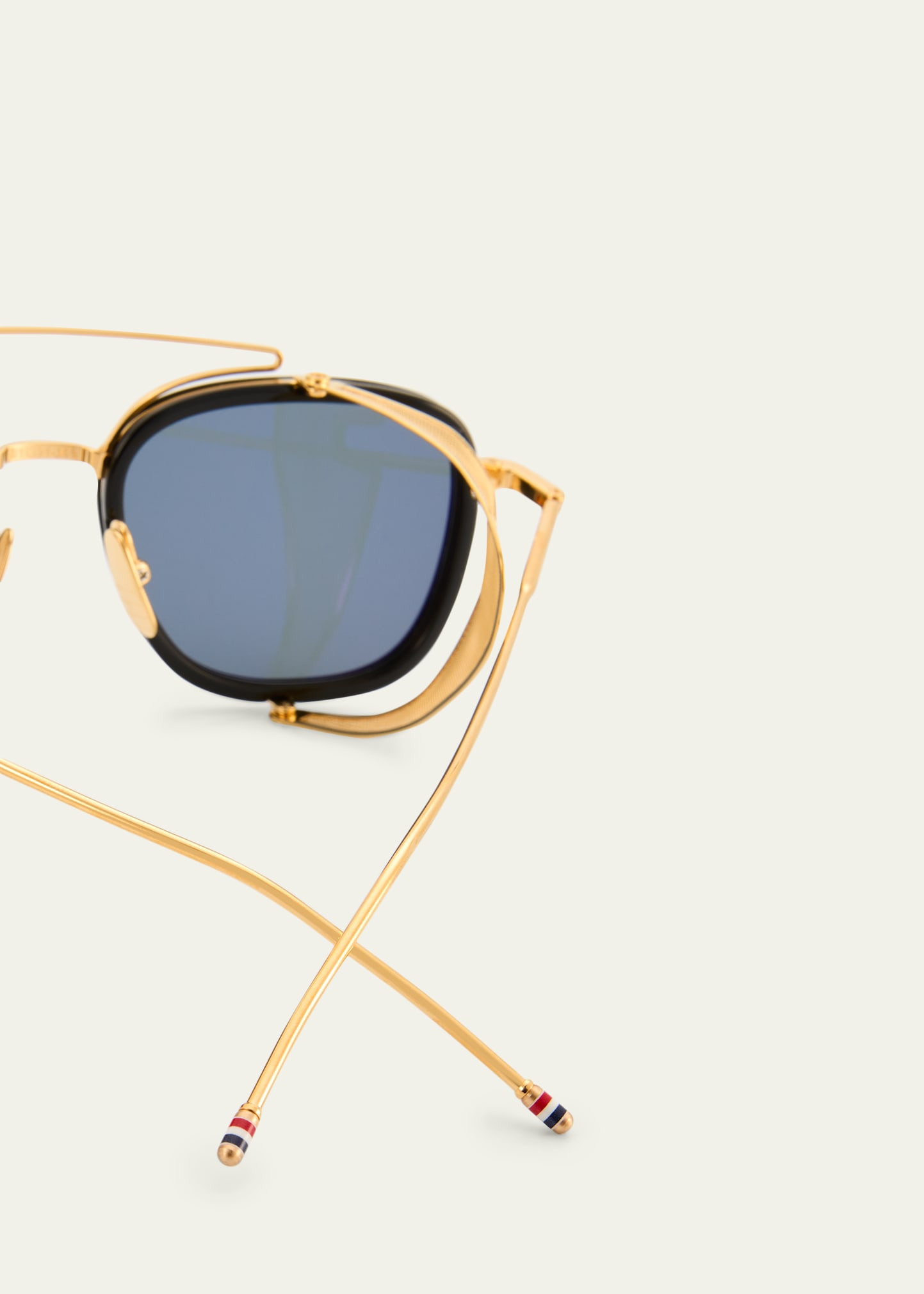 Men's Acetate and Titanium Rectangle Sunglasses with Side Shields - 5