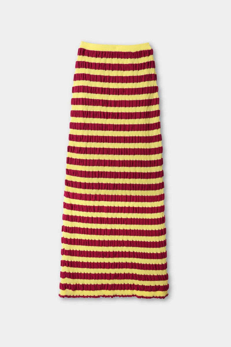 SUNNEI WAVY SKIRT / yellow & bordeaux outlook