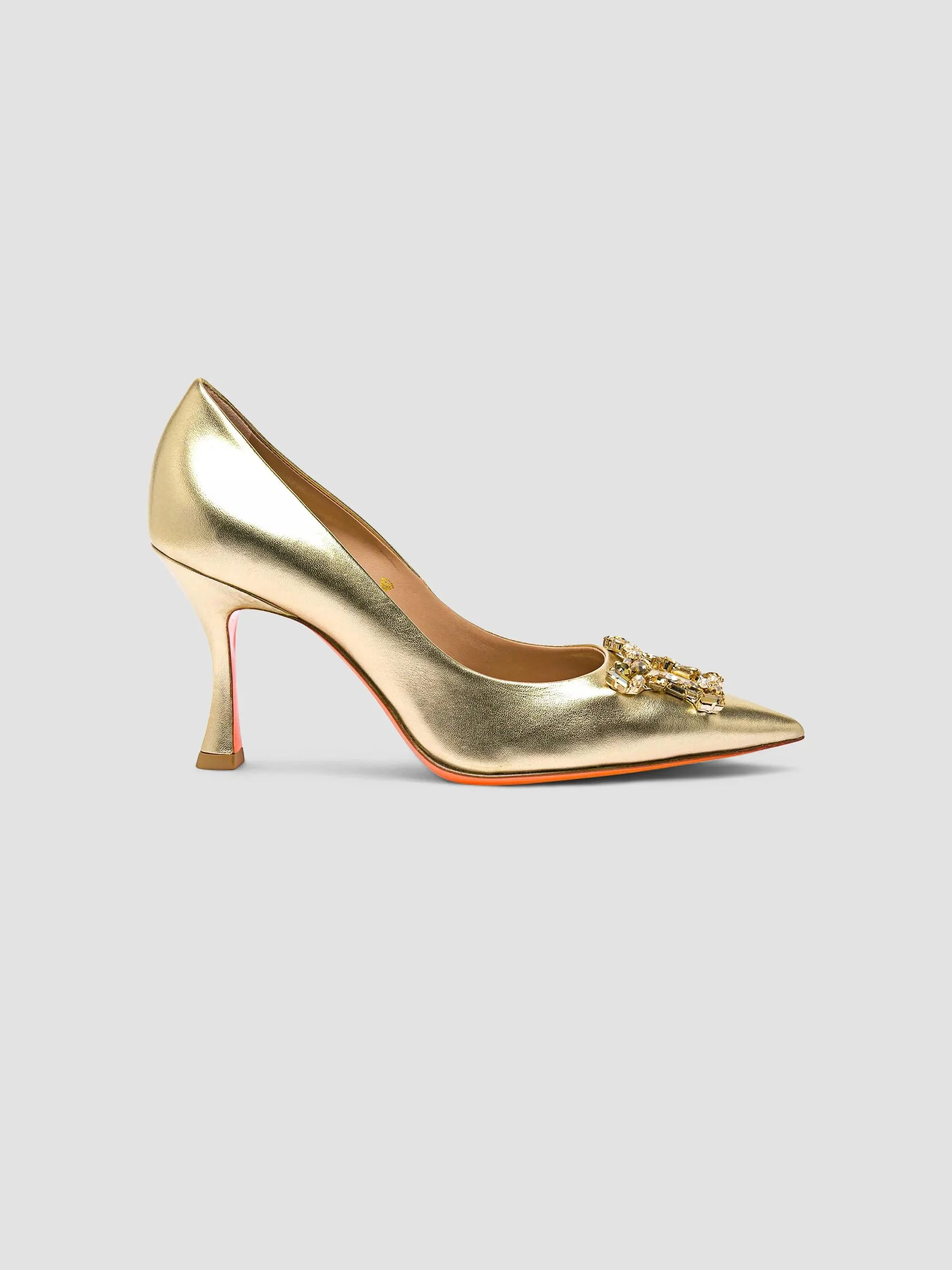 Women's Embellished 85MM Metallic Leather Pumps - Gold - 1