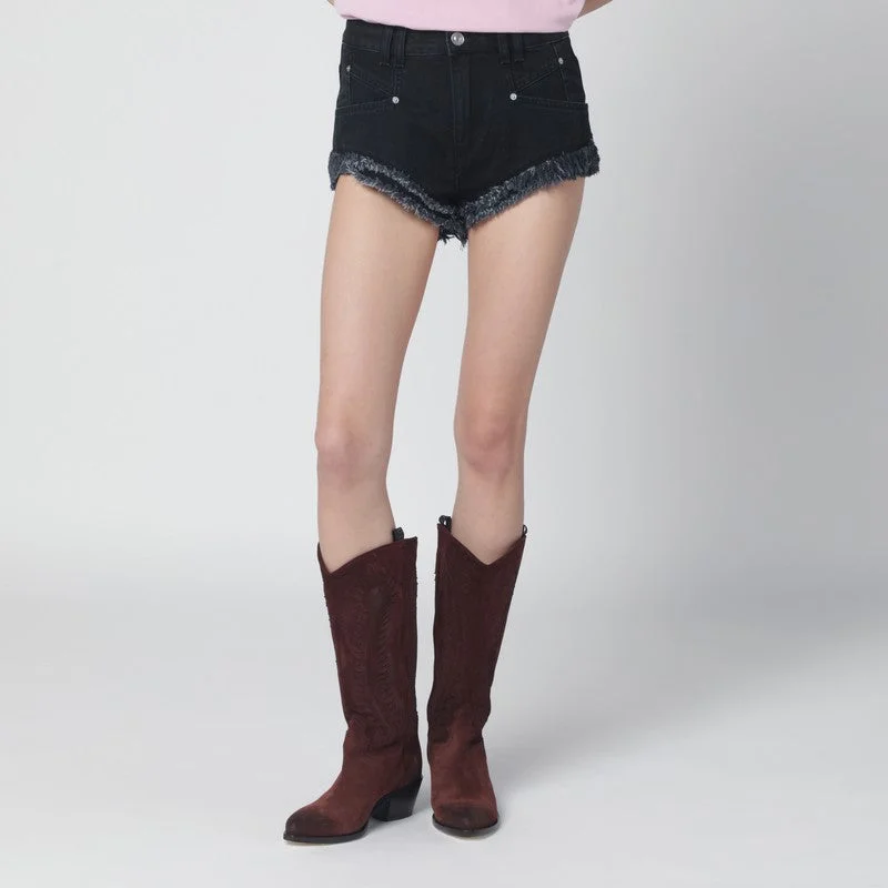 Isabel Marant Eneidala Black Washed Denim Shorts Women - 1