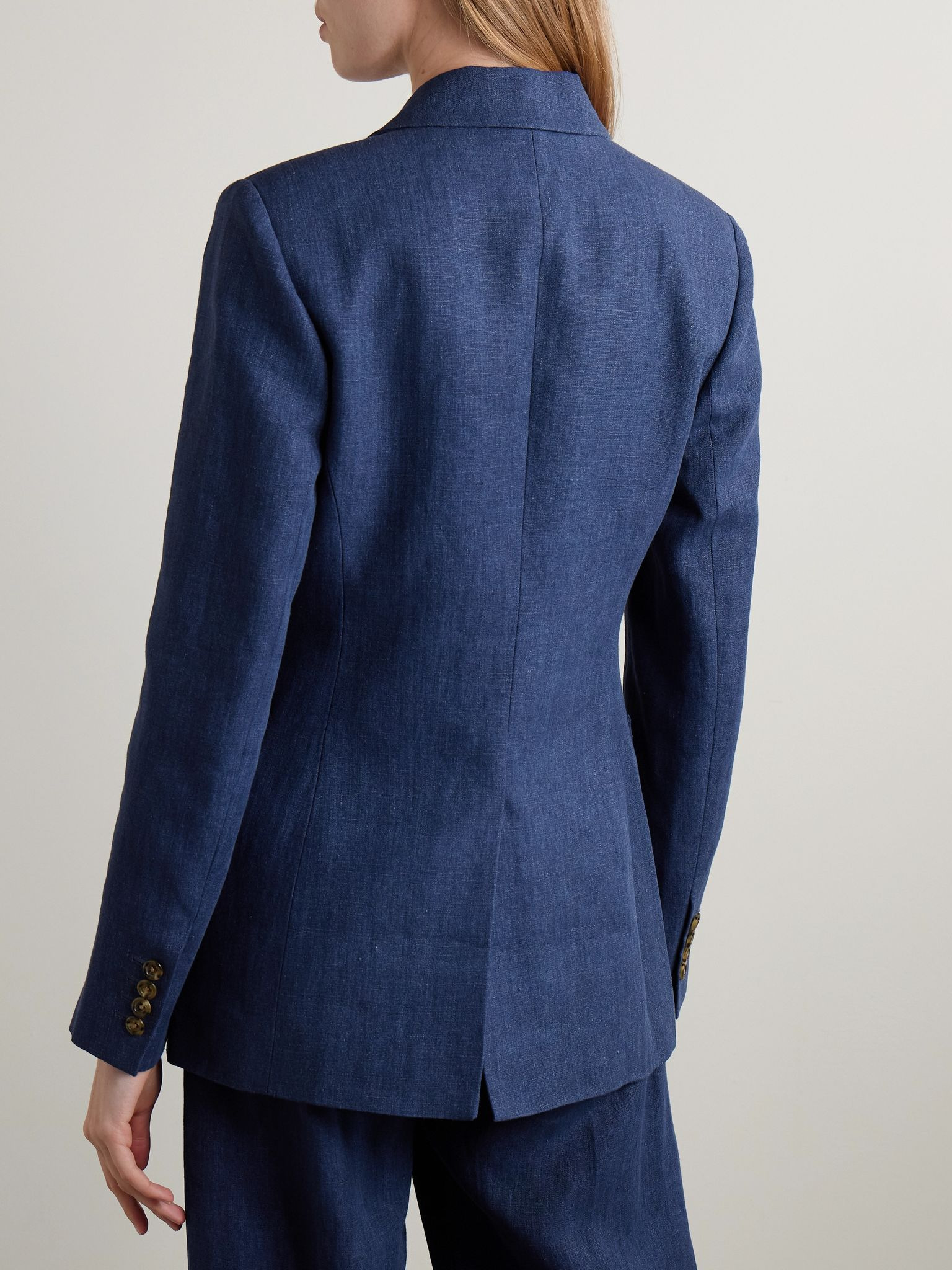 + Argent Chelsea double-breasted linen blazer Blue - 4