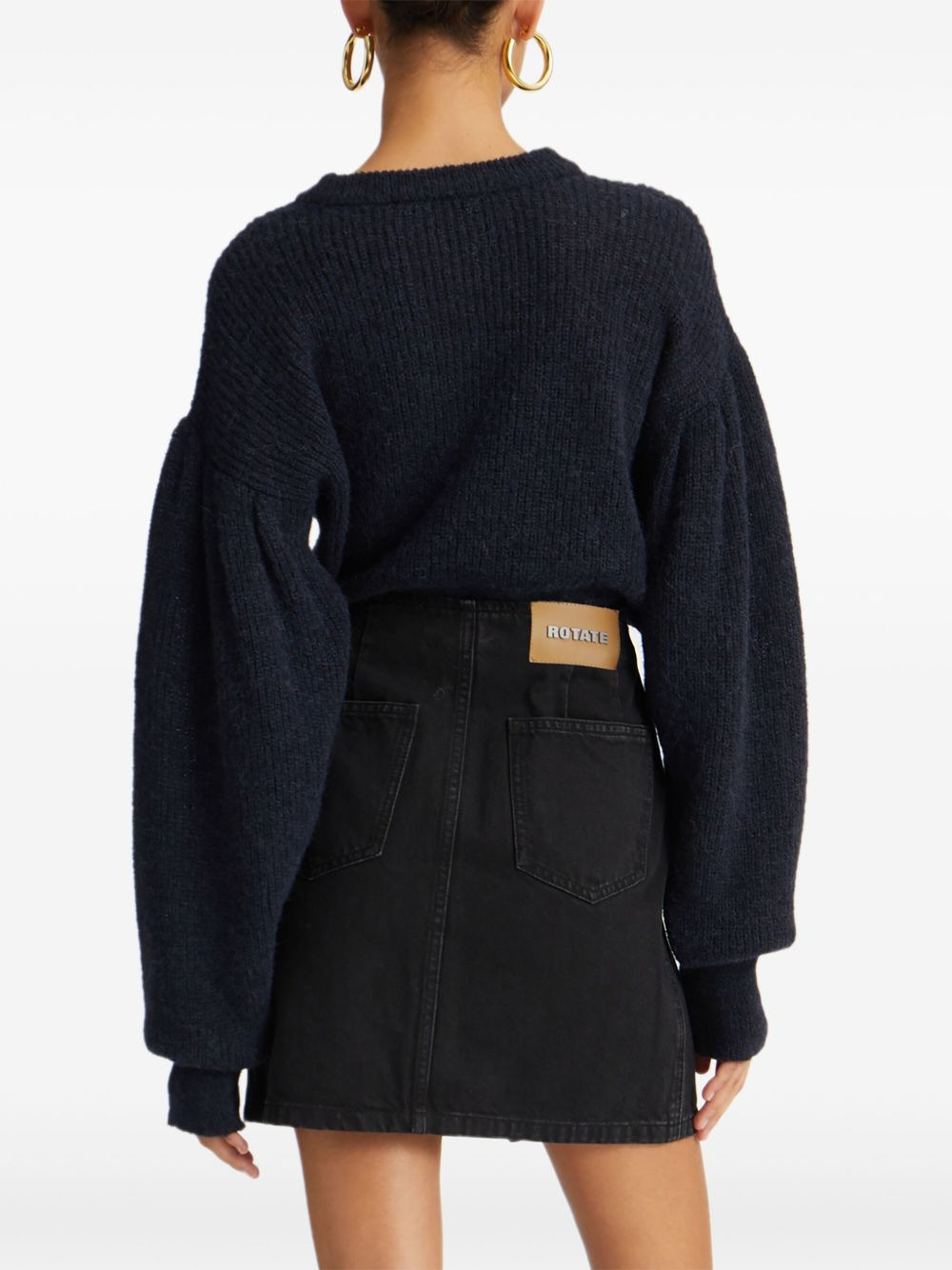 cuffed-sleeve crewneck sweater - 4