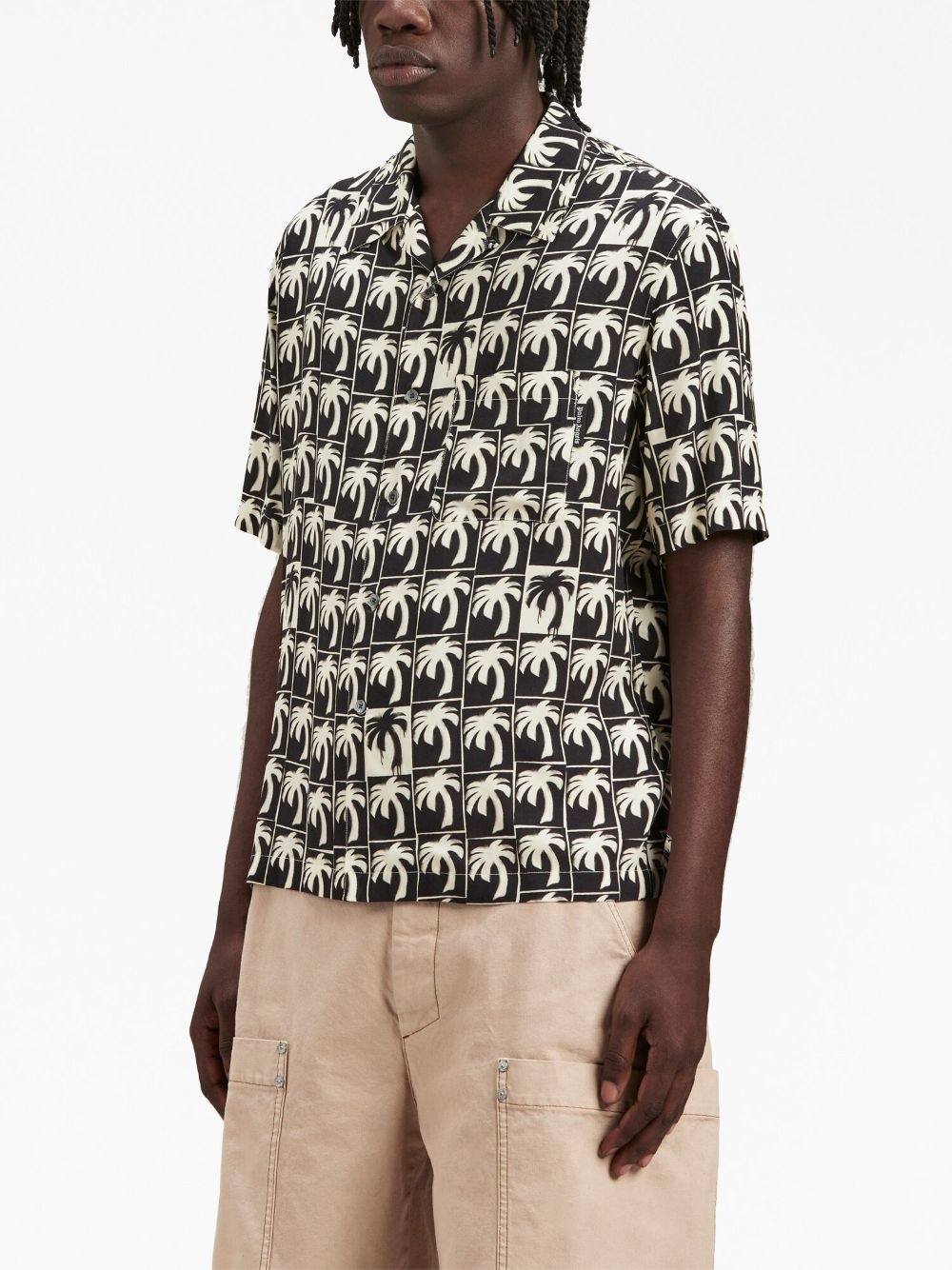 palm-tree print bowling shirt - 4