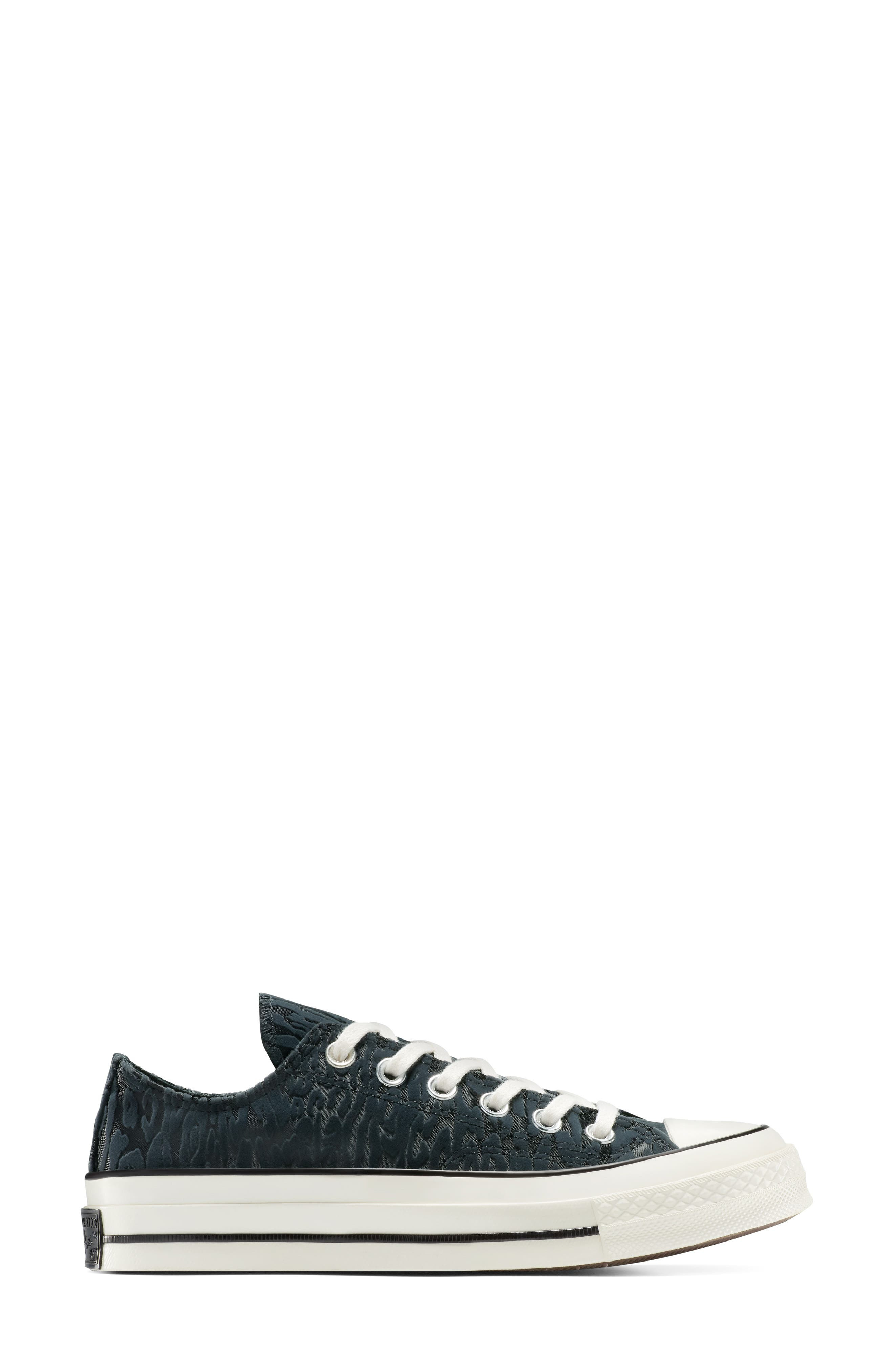 Converse Gender Inclusive Chuck 70 Leopard Flocked Satin Low Top Sneaker in Black/Total Eclipse/Egre - 2