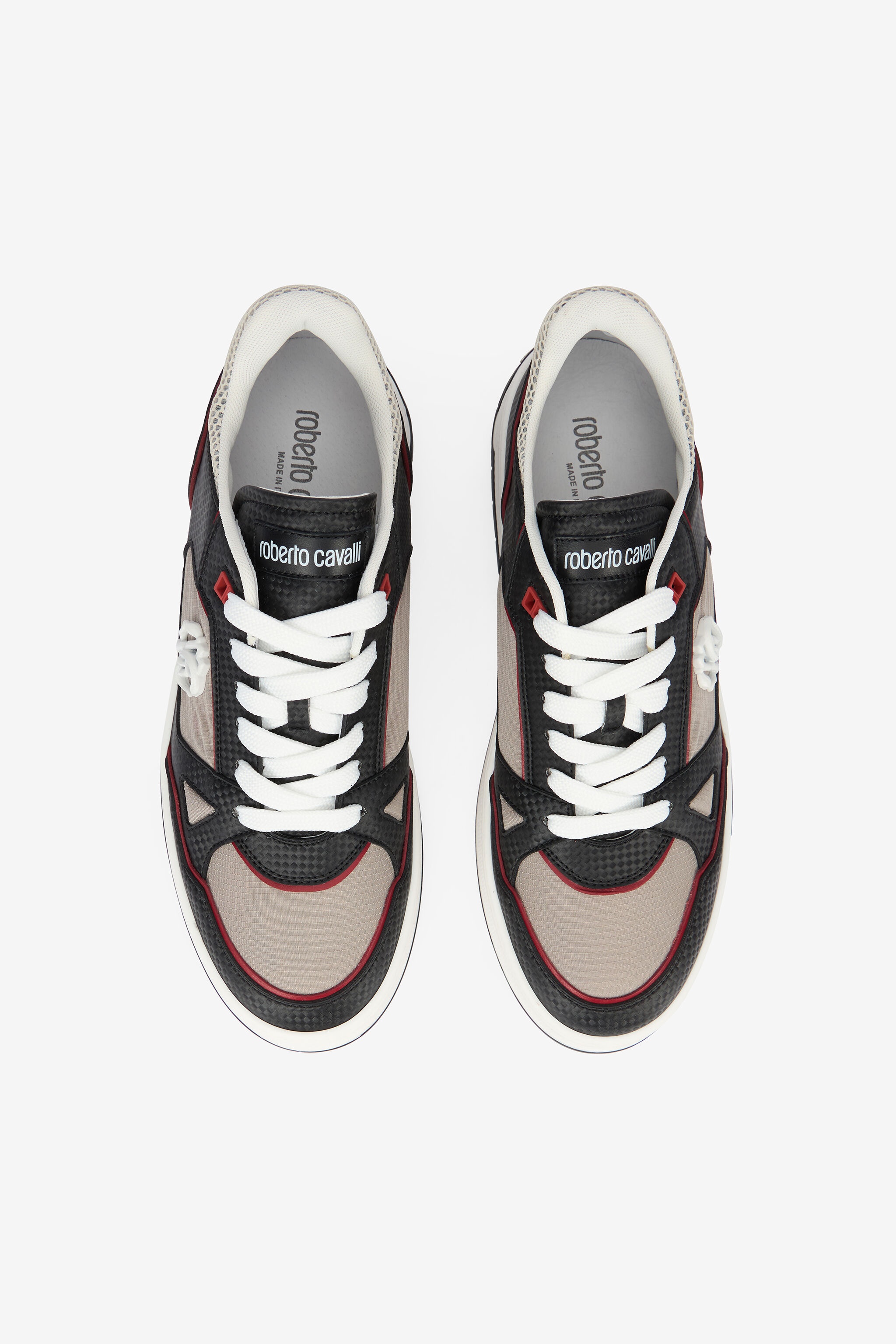 White and Black Sneakers with Mirror Snake Monogram - 5