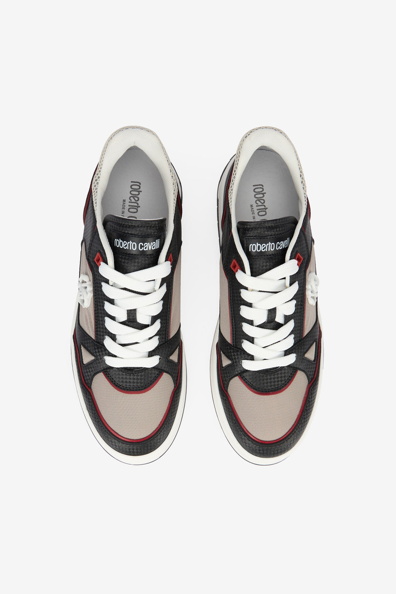 White and Black Sneakers with Mirror Snake Monogram 5