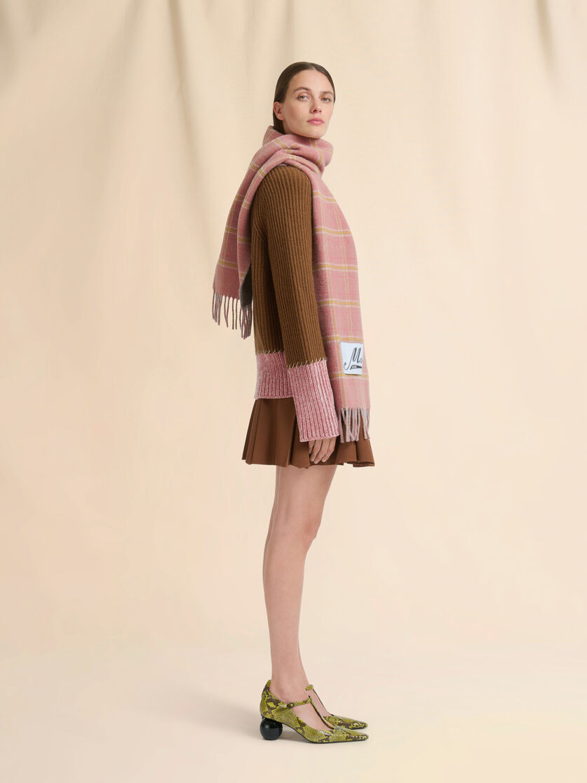 PINK WOOL-BLEND SCARF WITH CHECKED PATTERN - 2