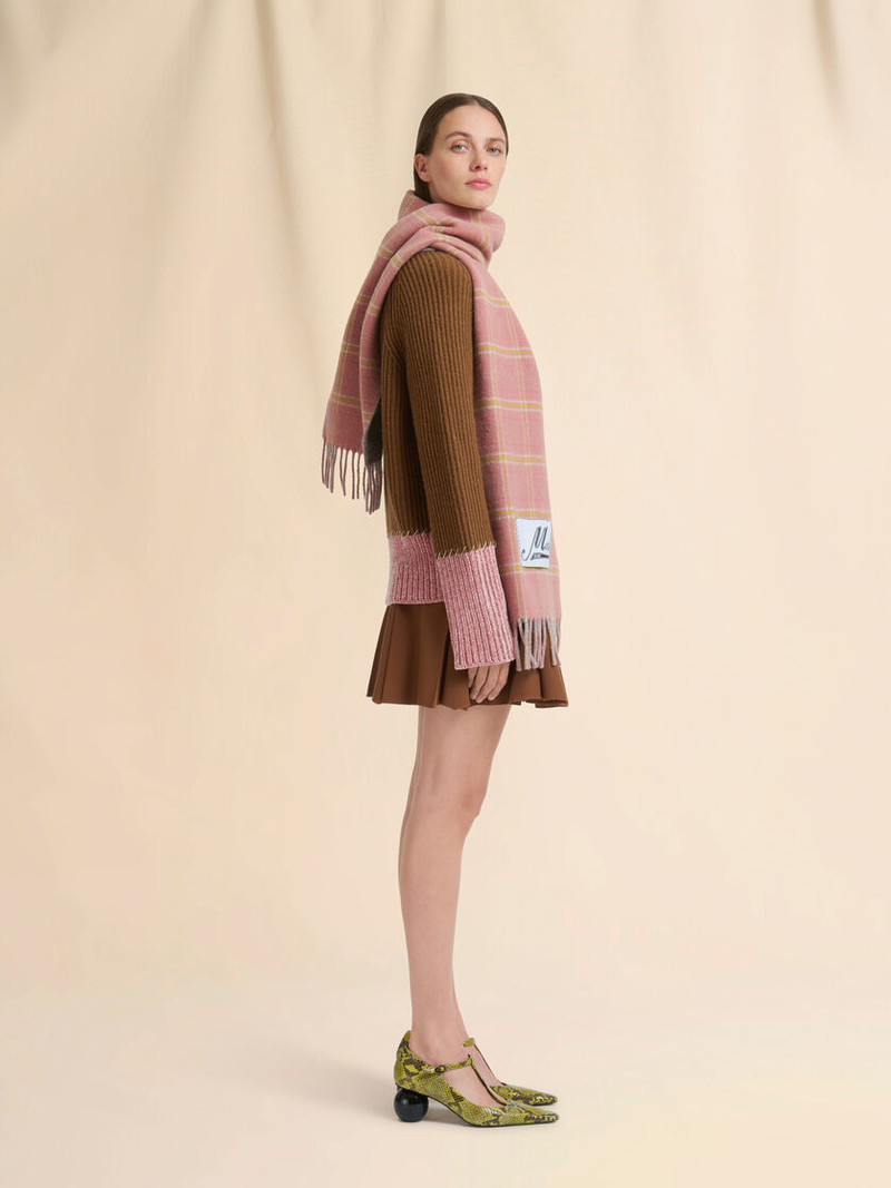 Marni PINK WOOL-BLEND SCARF WITH CHECKED PATTERN outlook