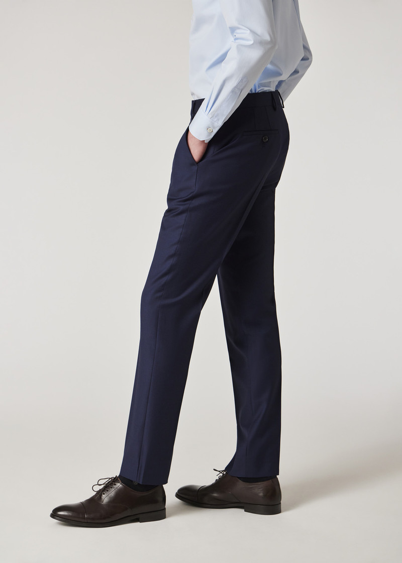 Tailored-Fit Navy Sharkskin Suit 13