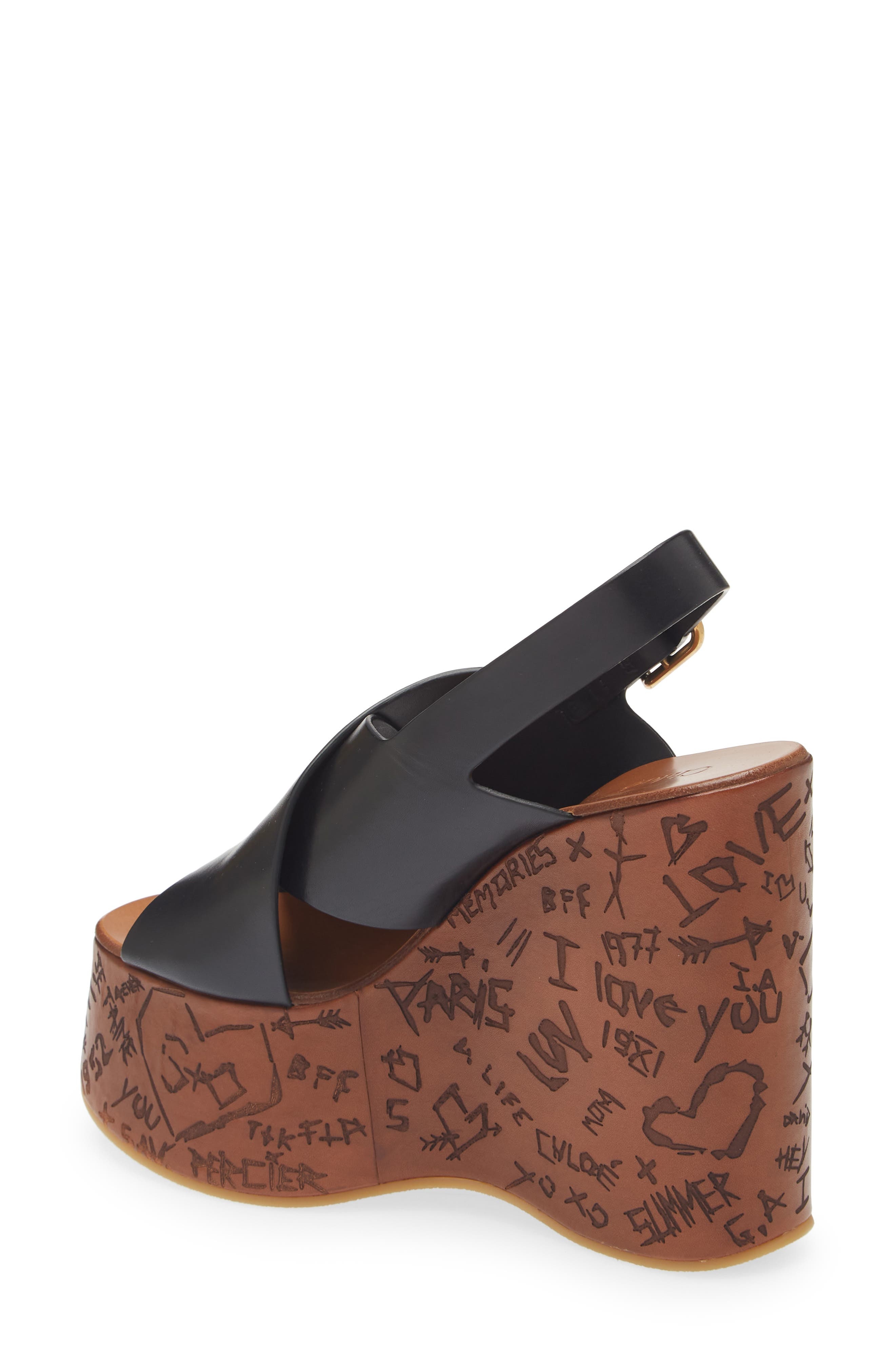 Chloé Maxime Wedge Sandal in 001 Black at Nordstrom - 2