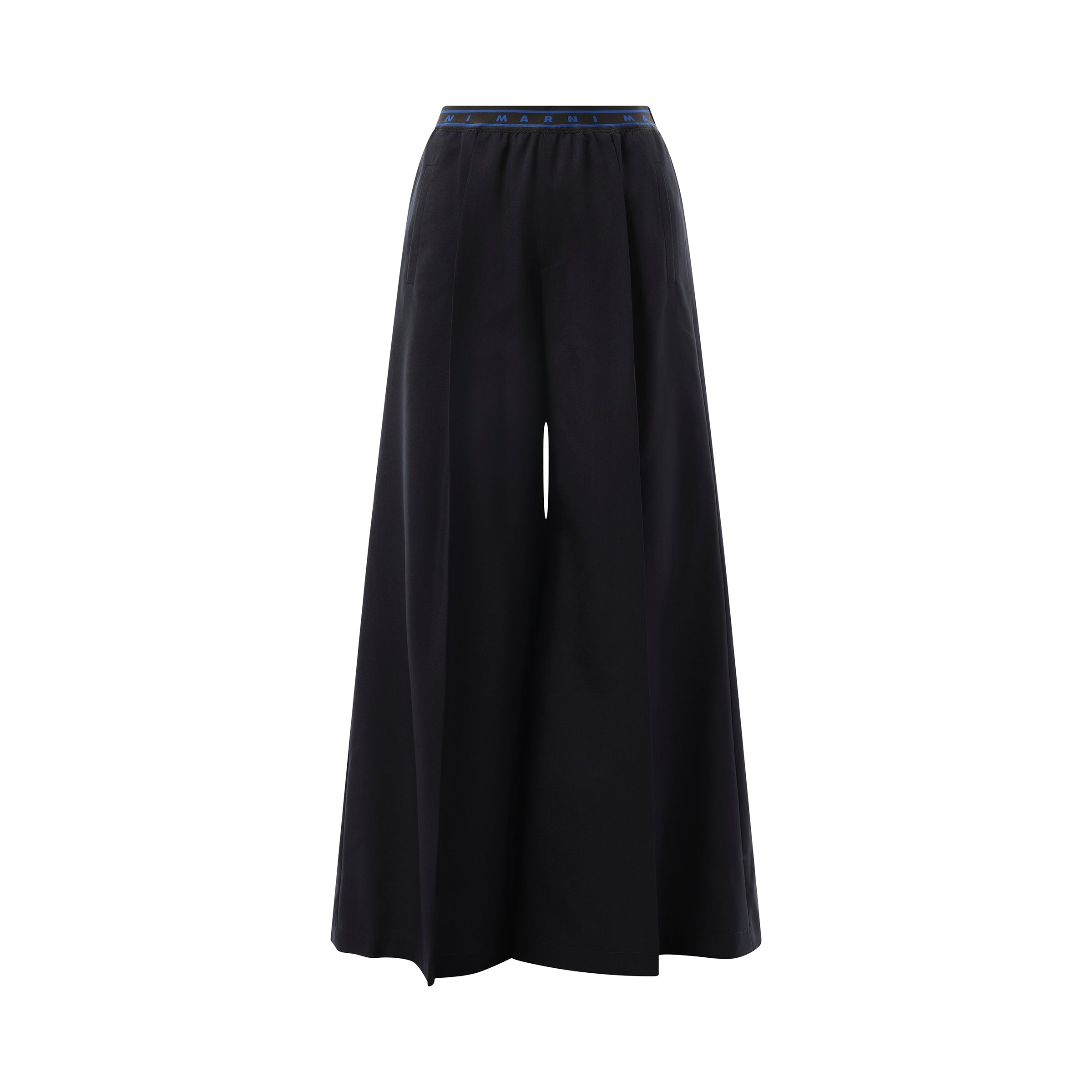 Flared Wool Trousers in Blublack - 2