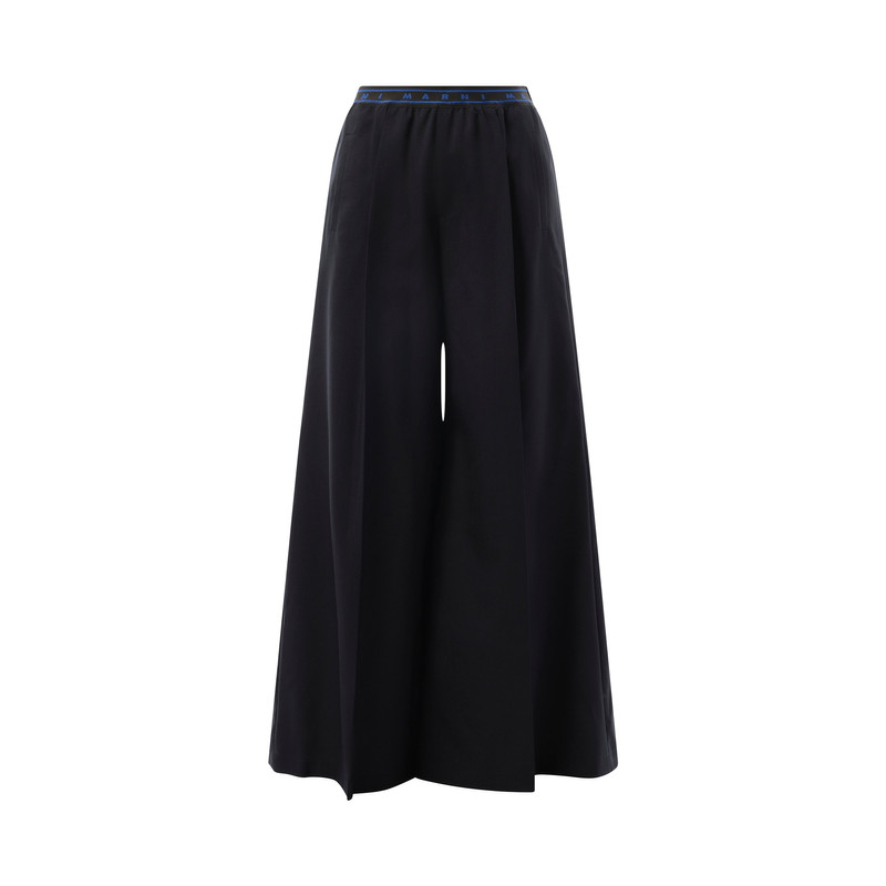 Marni Flared Wool Trousers in Blublack outlook