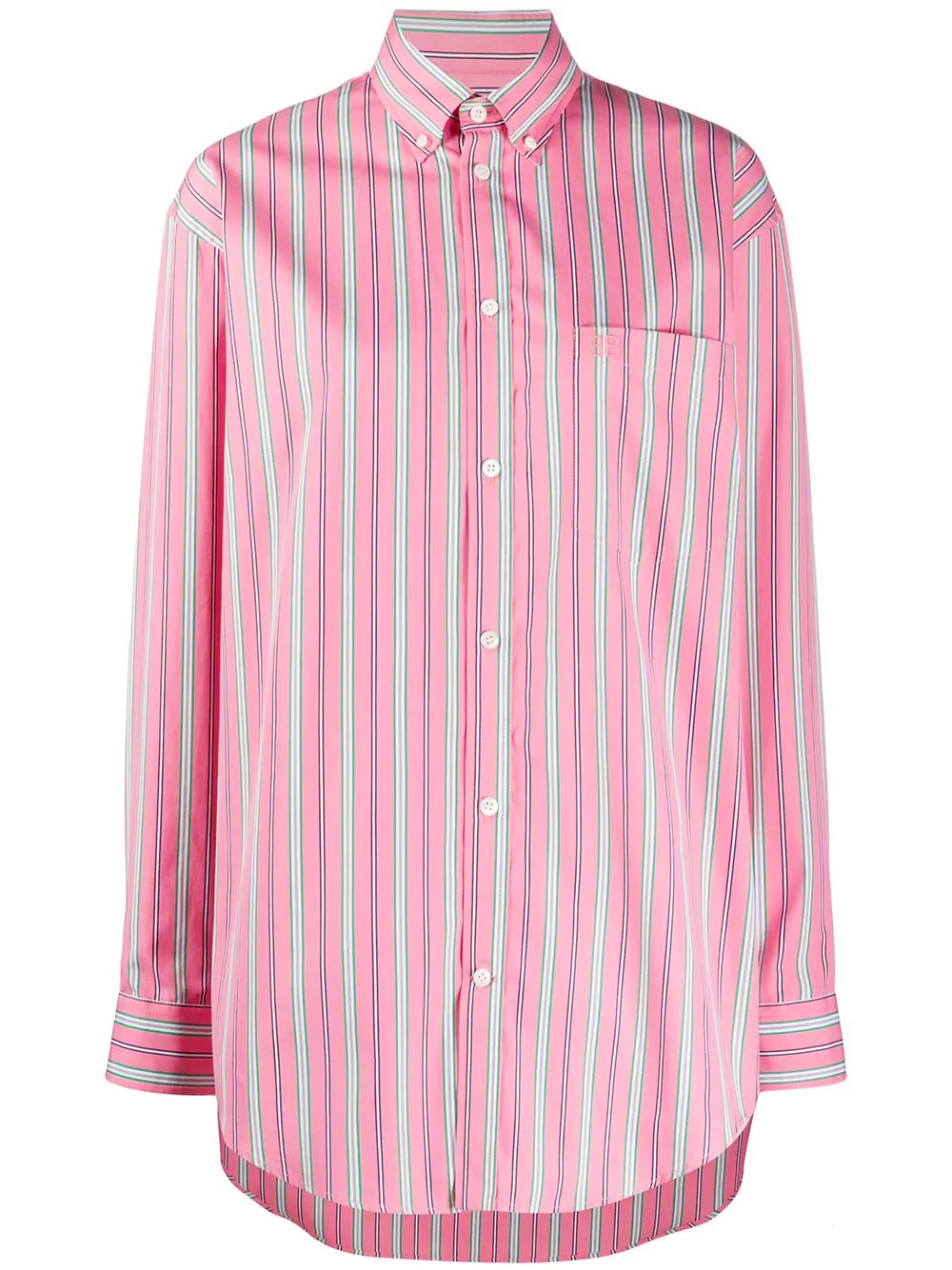 vertical-stripe oversized shirt - 1