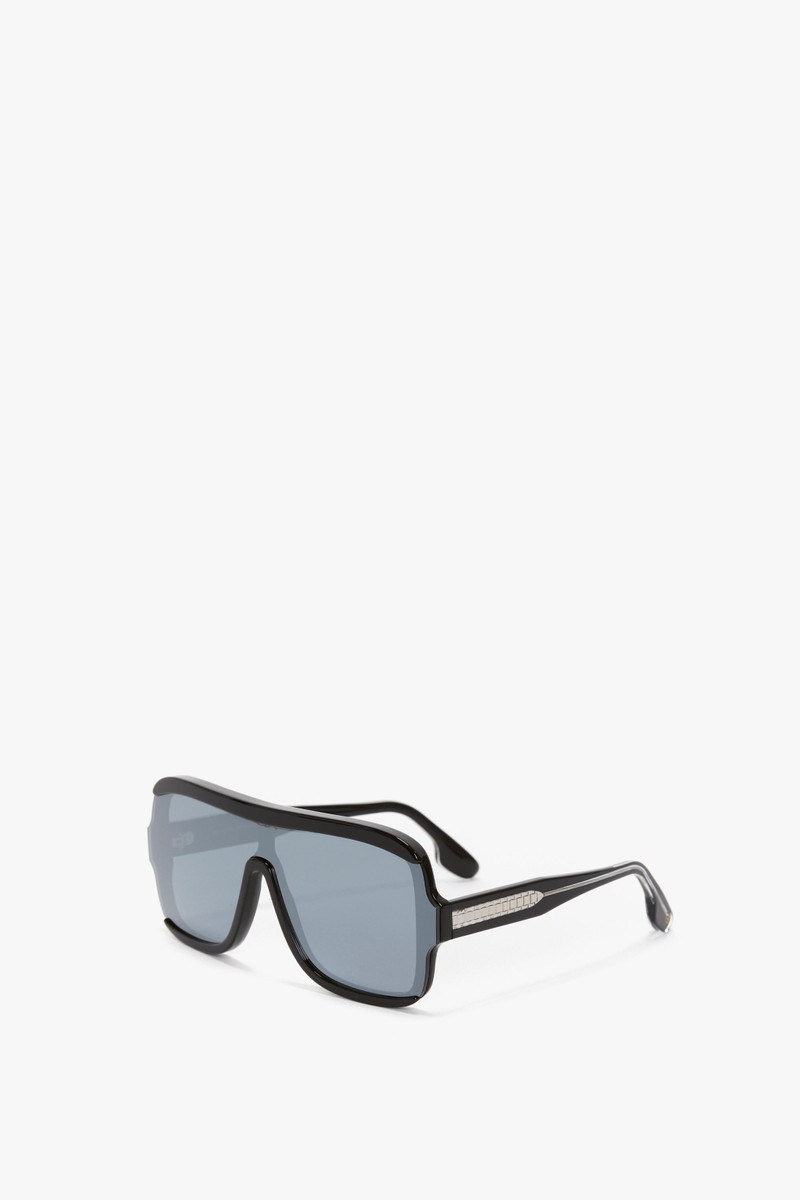 Layered Mask Sunglasses In Black-Silver-Mirror 6