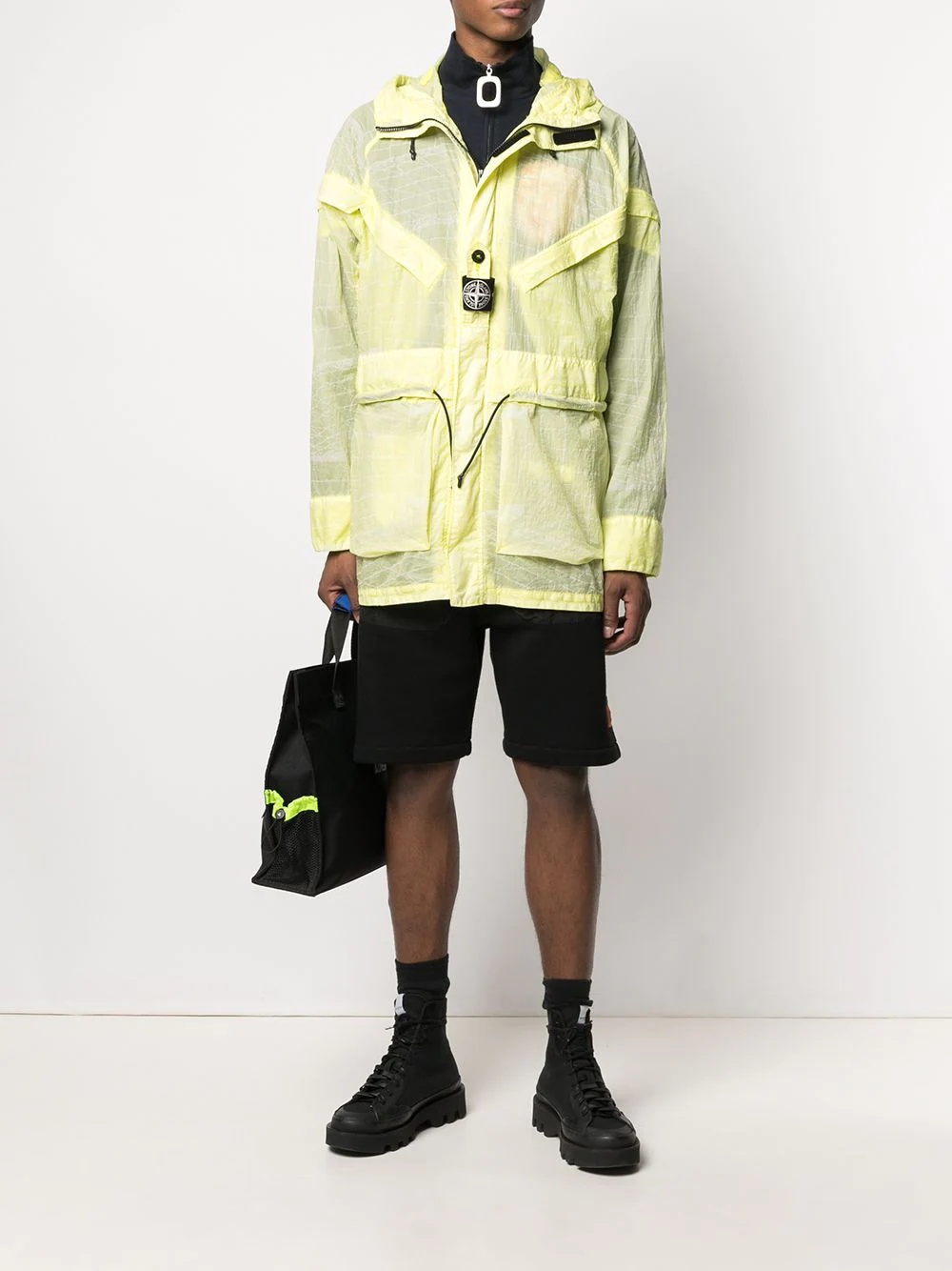 reflective grid parka coat - 2