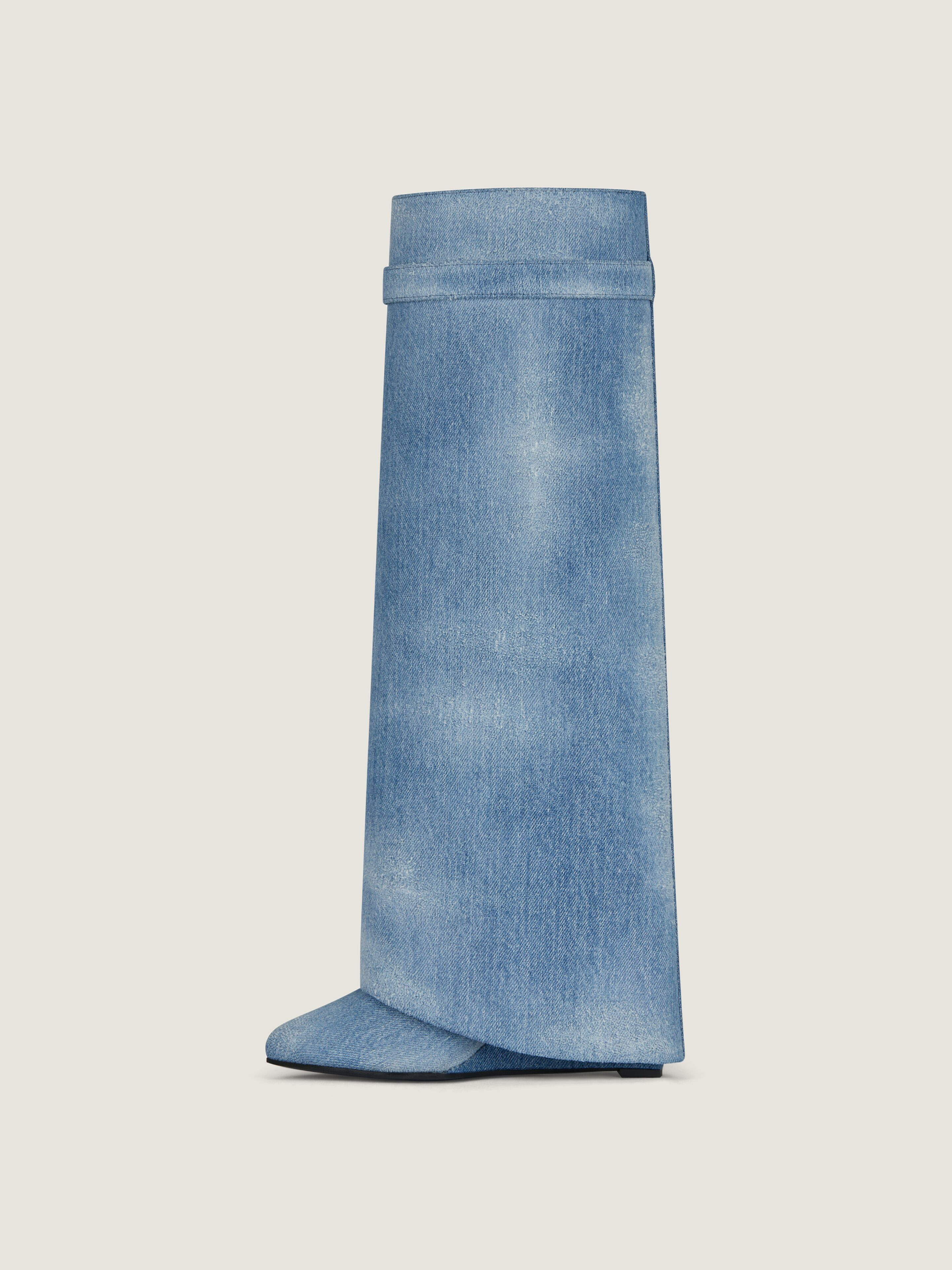 SHARK LOCK BOOTS IN WASHED DENIM - 4