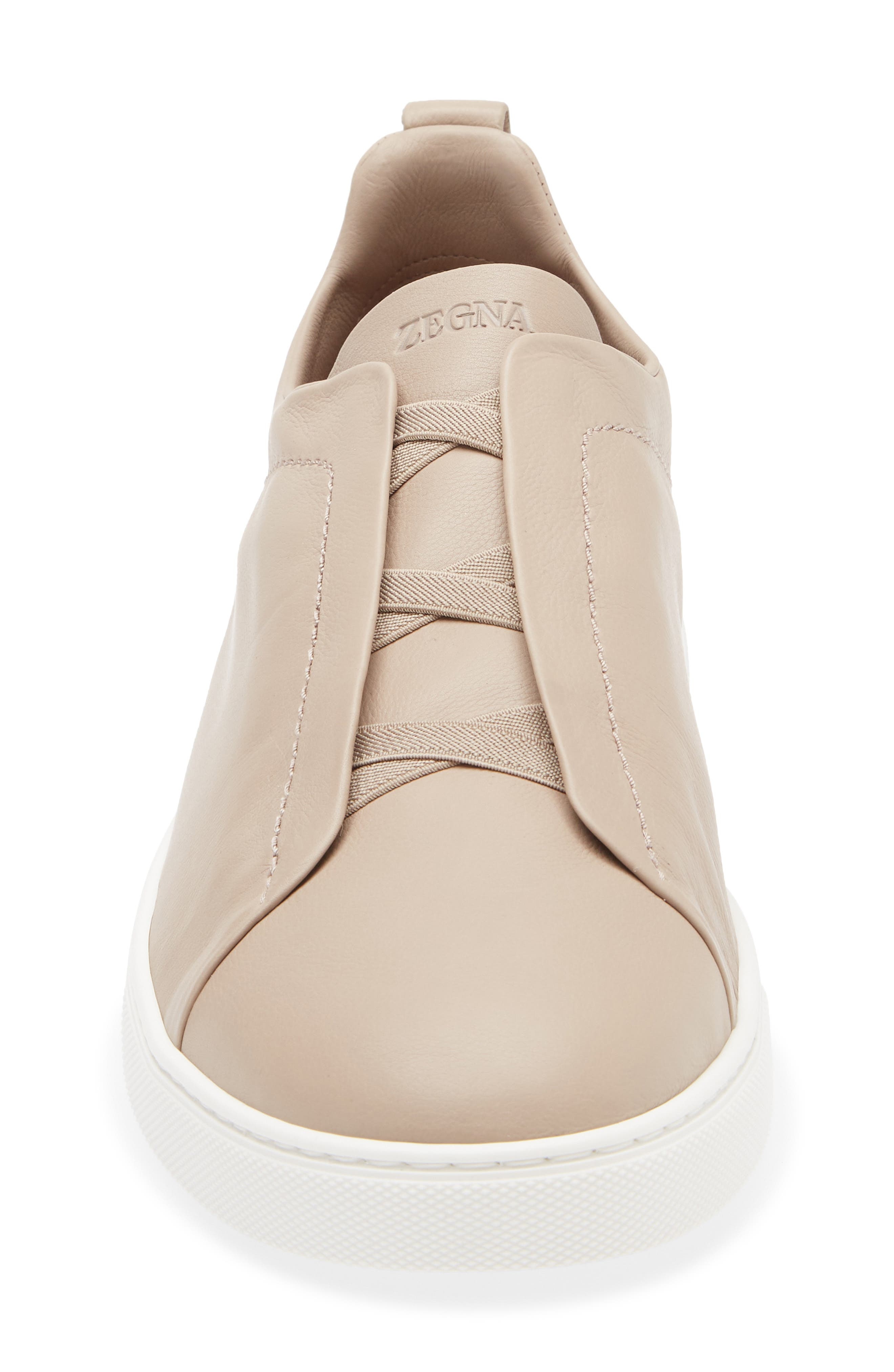 ZEGNA Triple Stitch Slip-On Sneaker in Light Taupe at Nordstrom - 4