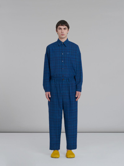 Marni BLUE STRETCH WAIST TROUSERS IN CHECKED LIGHT WOOL outlook