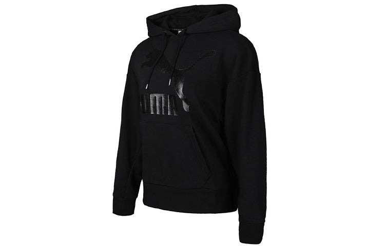 (WMNS) PUMA Classics Logo Hoodie 'Black' 599197-51 - 3