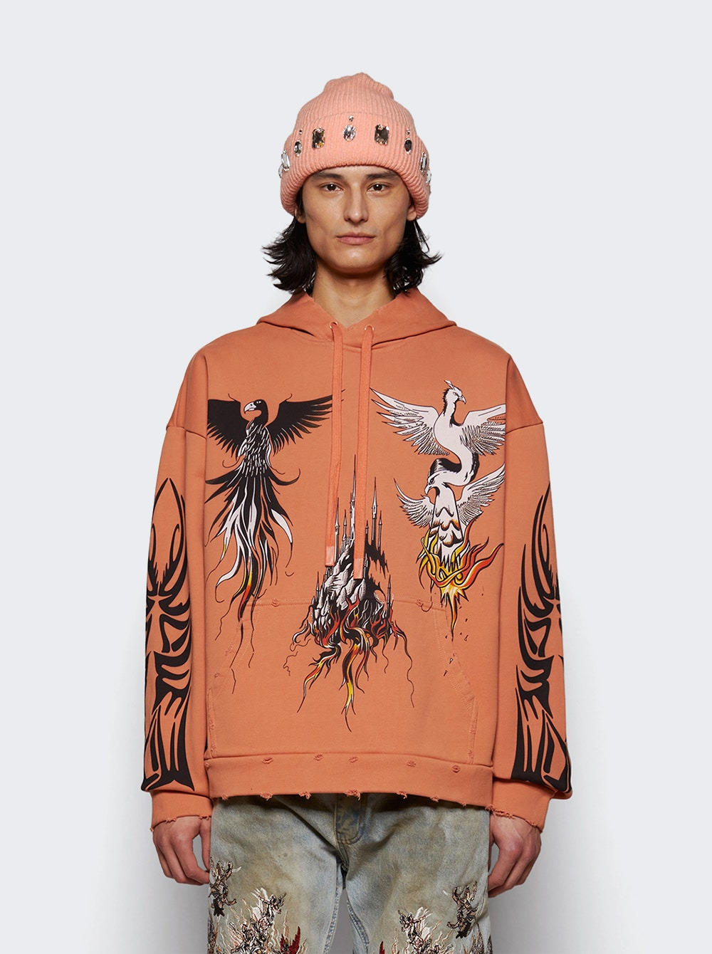 Nefarious Winged Hooded Pullover Crimson - 2