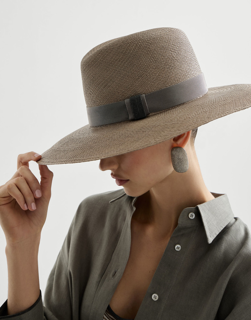 Straw fedora with precious leather band 3