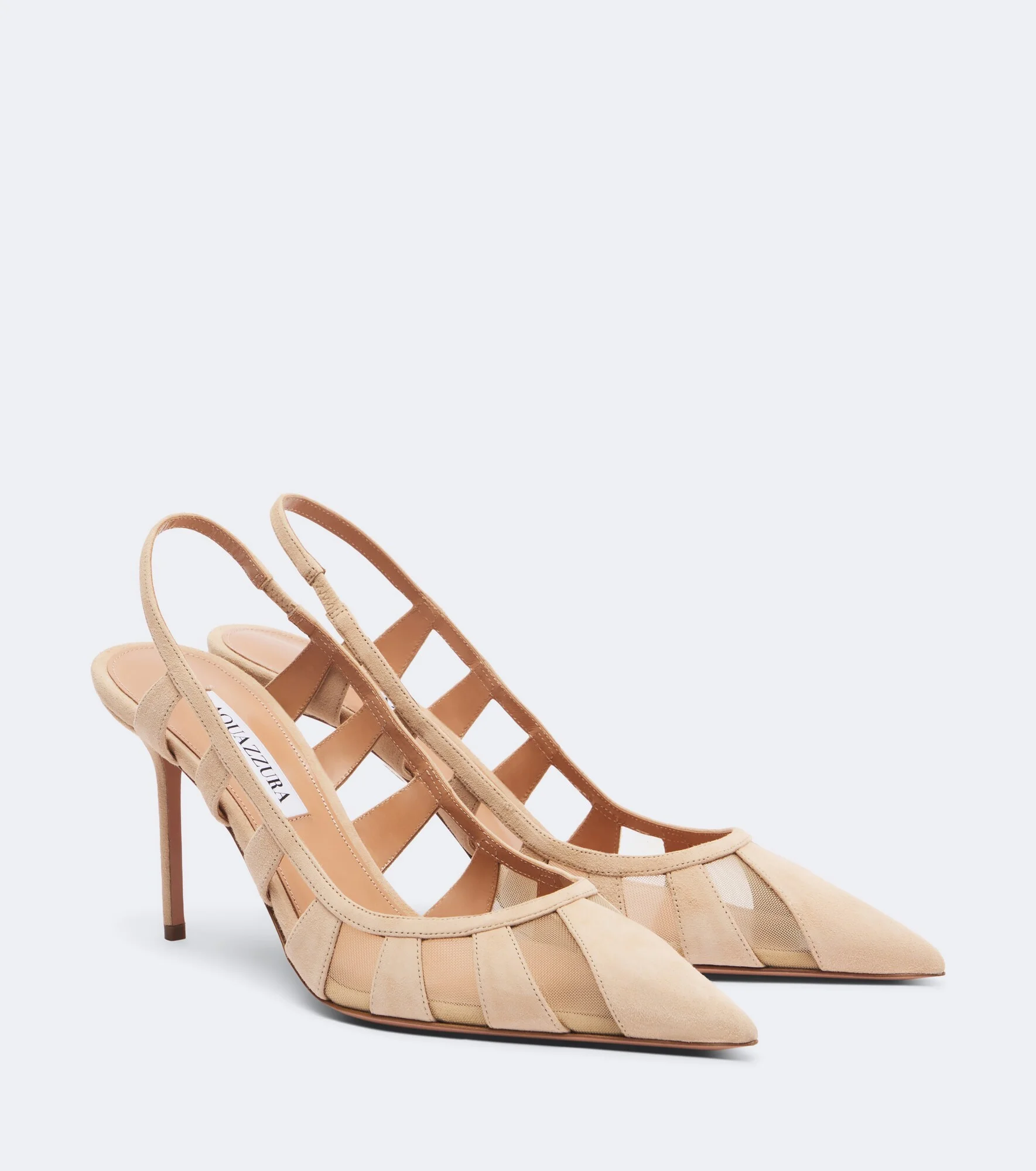 Screen suede and mesh slingback pumps - 1