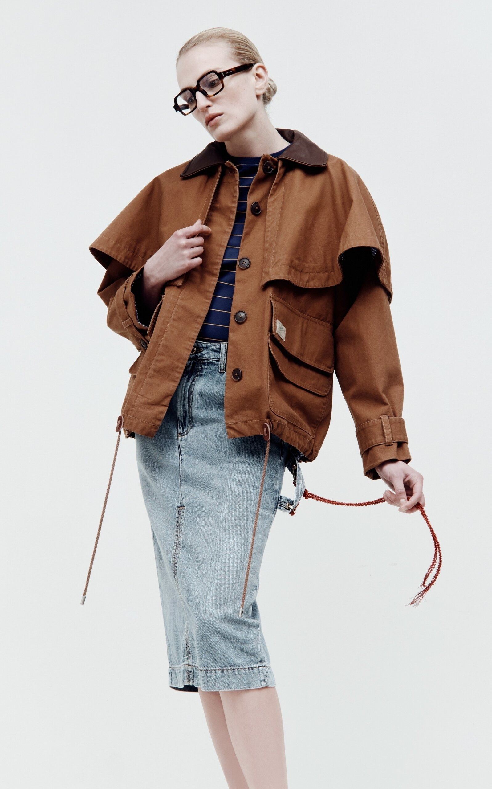 Carolyn Cape-Detailed Cotton Workwear Jacket brown - 2