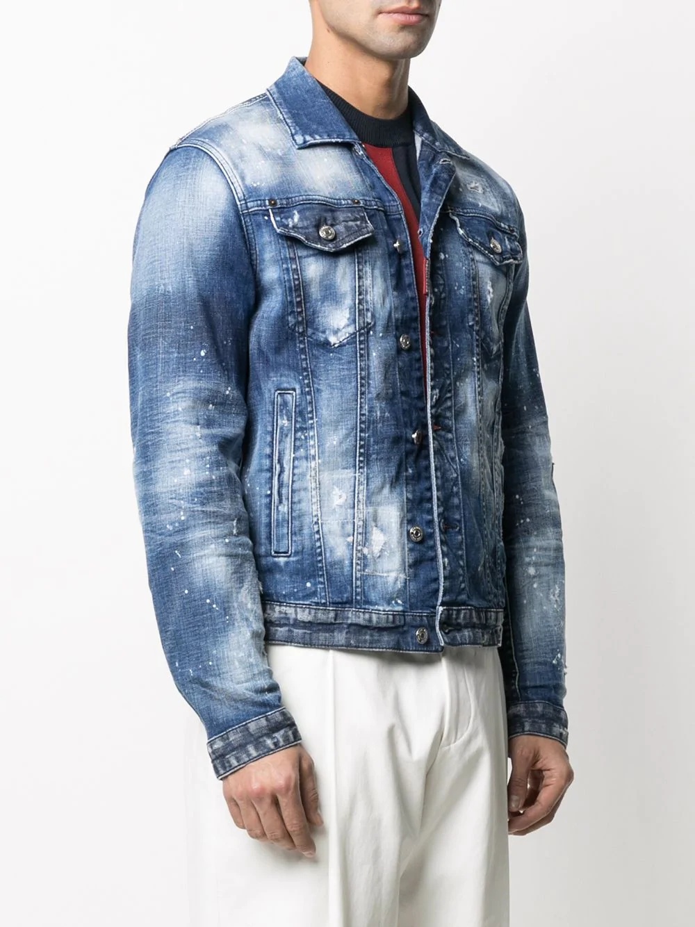 paint-splatter denim jacket - 3