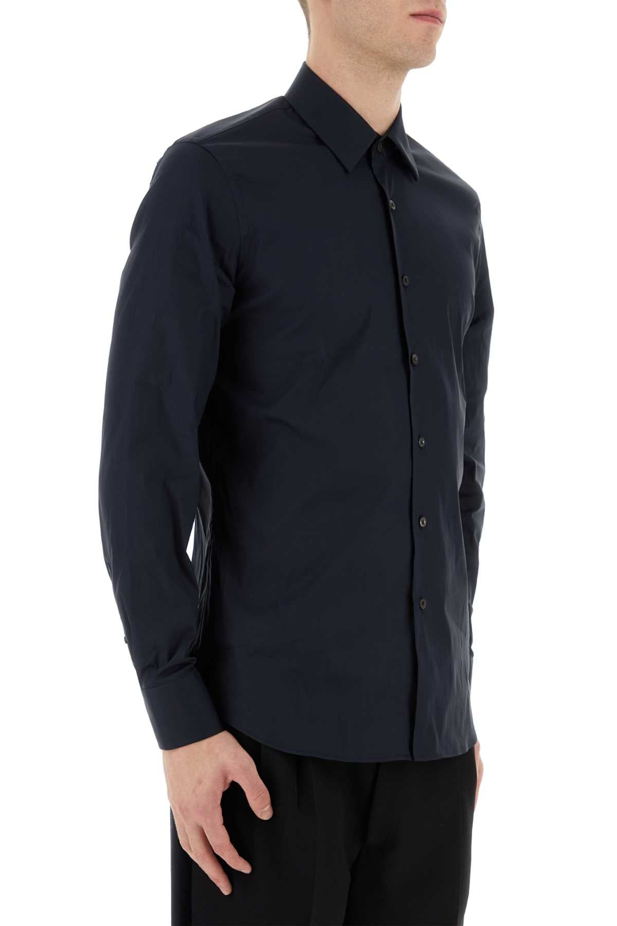 Prada Men Blue Stretch Poplin Shirt - 3