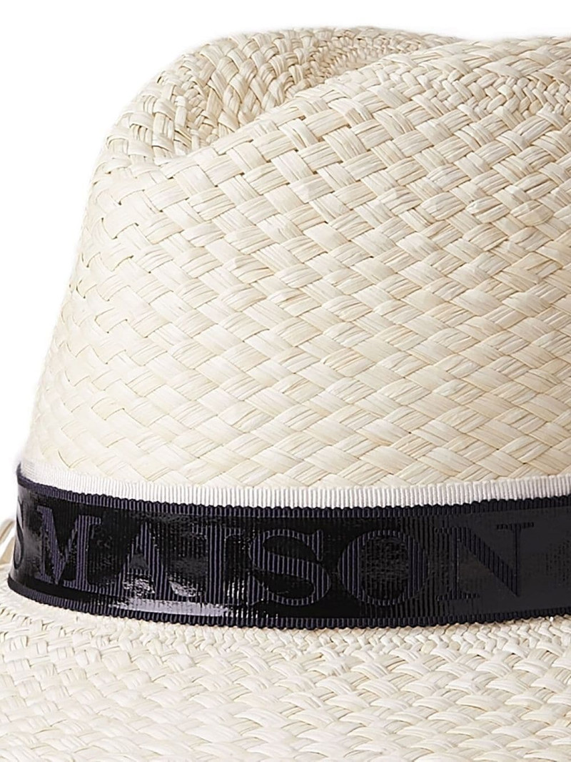 MAISON MICHEL Zango logo-detail straw fedora hat outlook