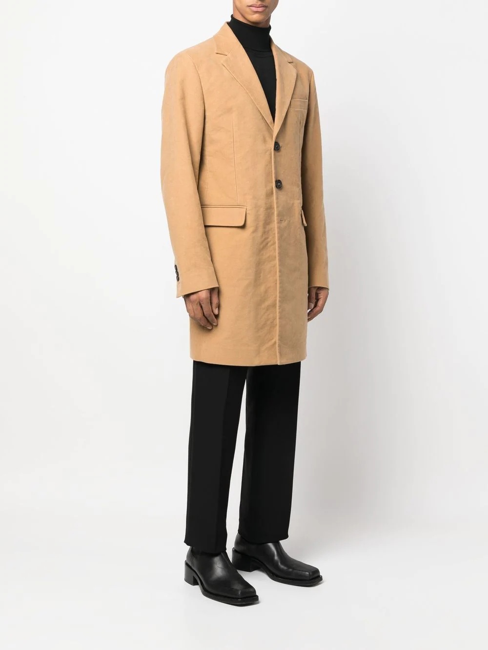 single-breasted cotton coat - 3