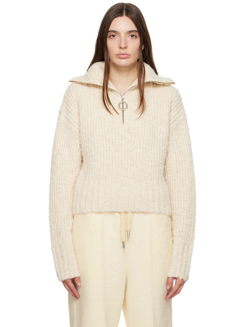 Beige Zip-Up Sweater 1