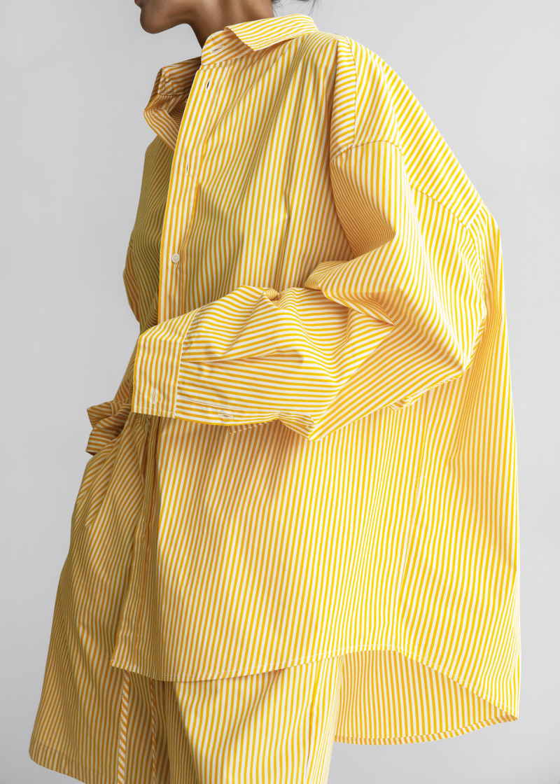 Rimini Oversized Poplin Shirt - Yellow/White Stripe 4