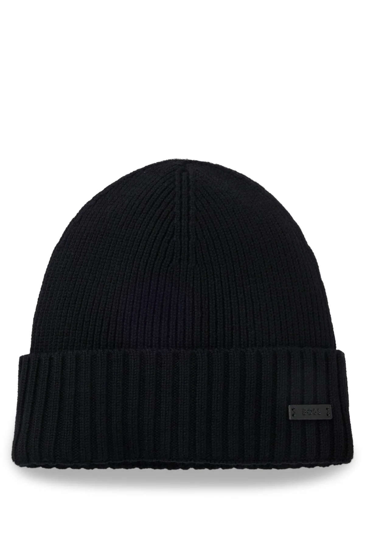 BEANIE HAT IN VIRGIN WOOL WITH LOGO PLAQUE - 1