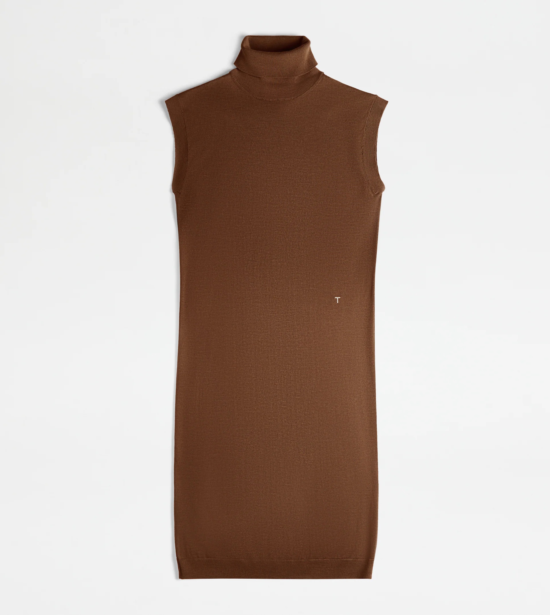 DRESS IN SILK BLEND KNIT - BROWN - 1