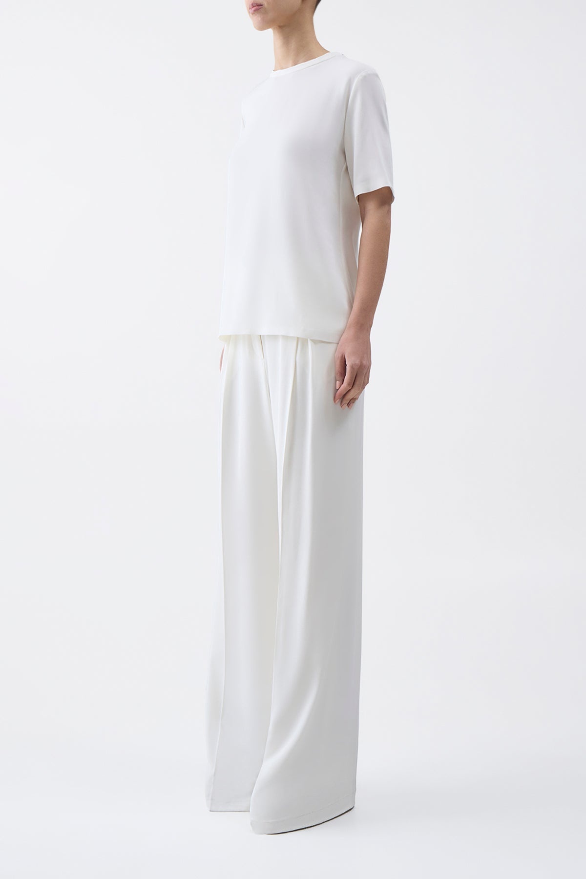 Elisa Top in Ivory Silk Crepe - 4