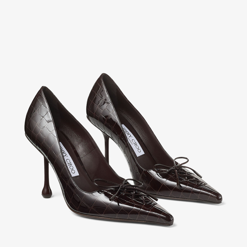 Scarlett 95 Sambuco Shiny Croc Embossed Leather Pumps 2