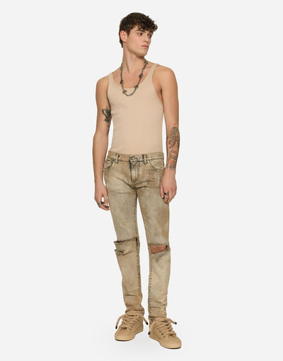 Dolce & Gabbana Overdyed skinny fit stretch jeans with rips outlook
