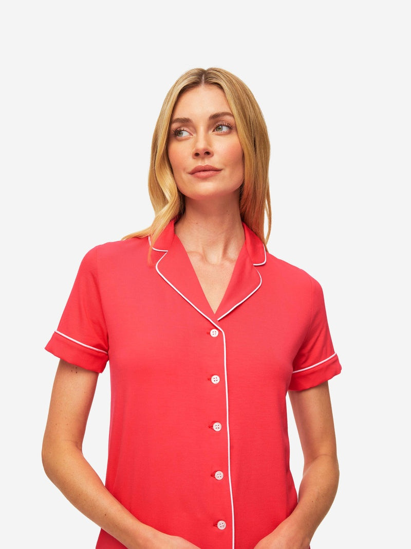 Derek Rose Women's Short Pyjamas Lara Micro Modal Stretch Watermelon Pink outlook