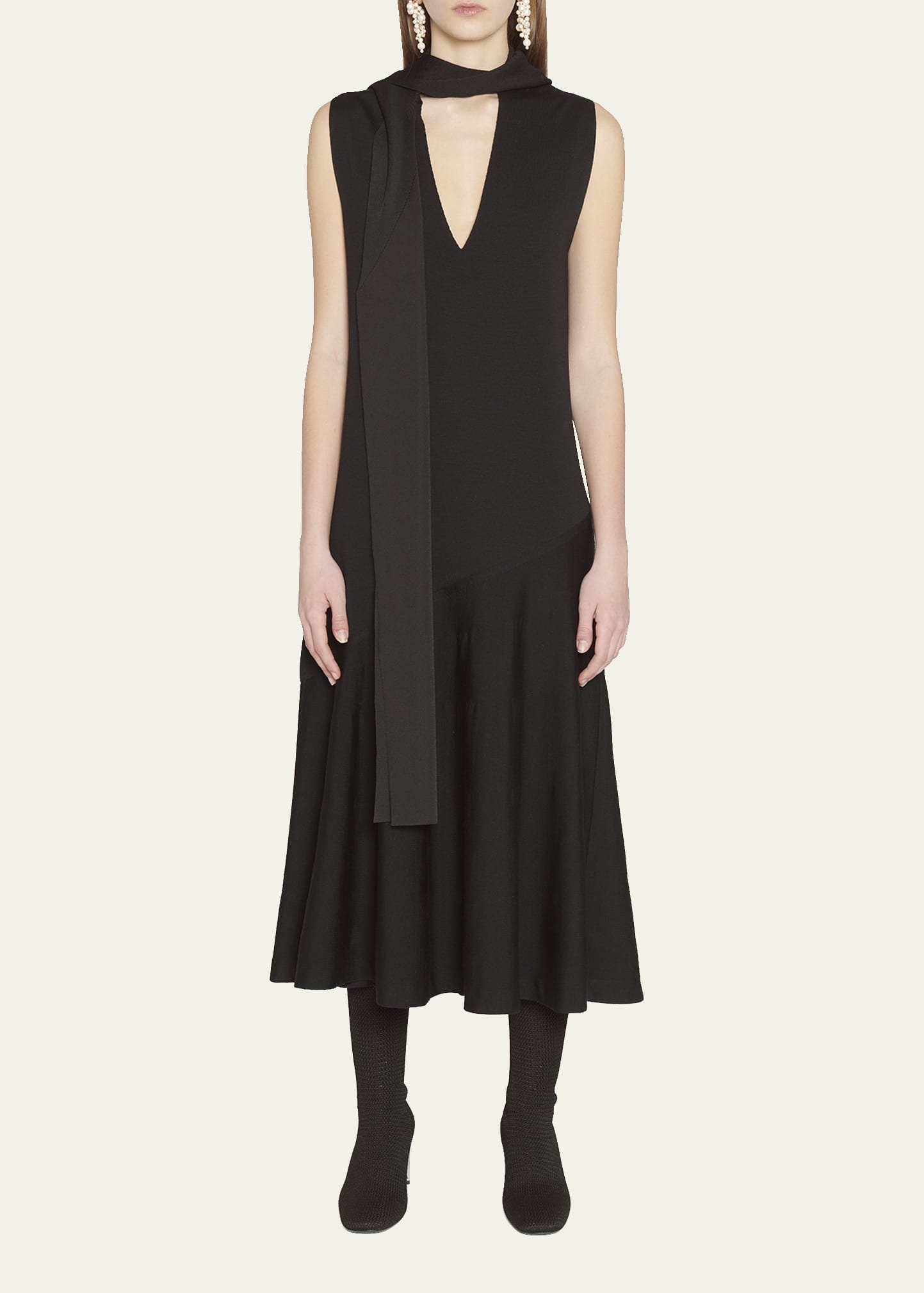 Draped Scarf Midi Dress - 2