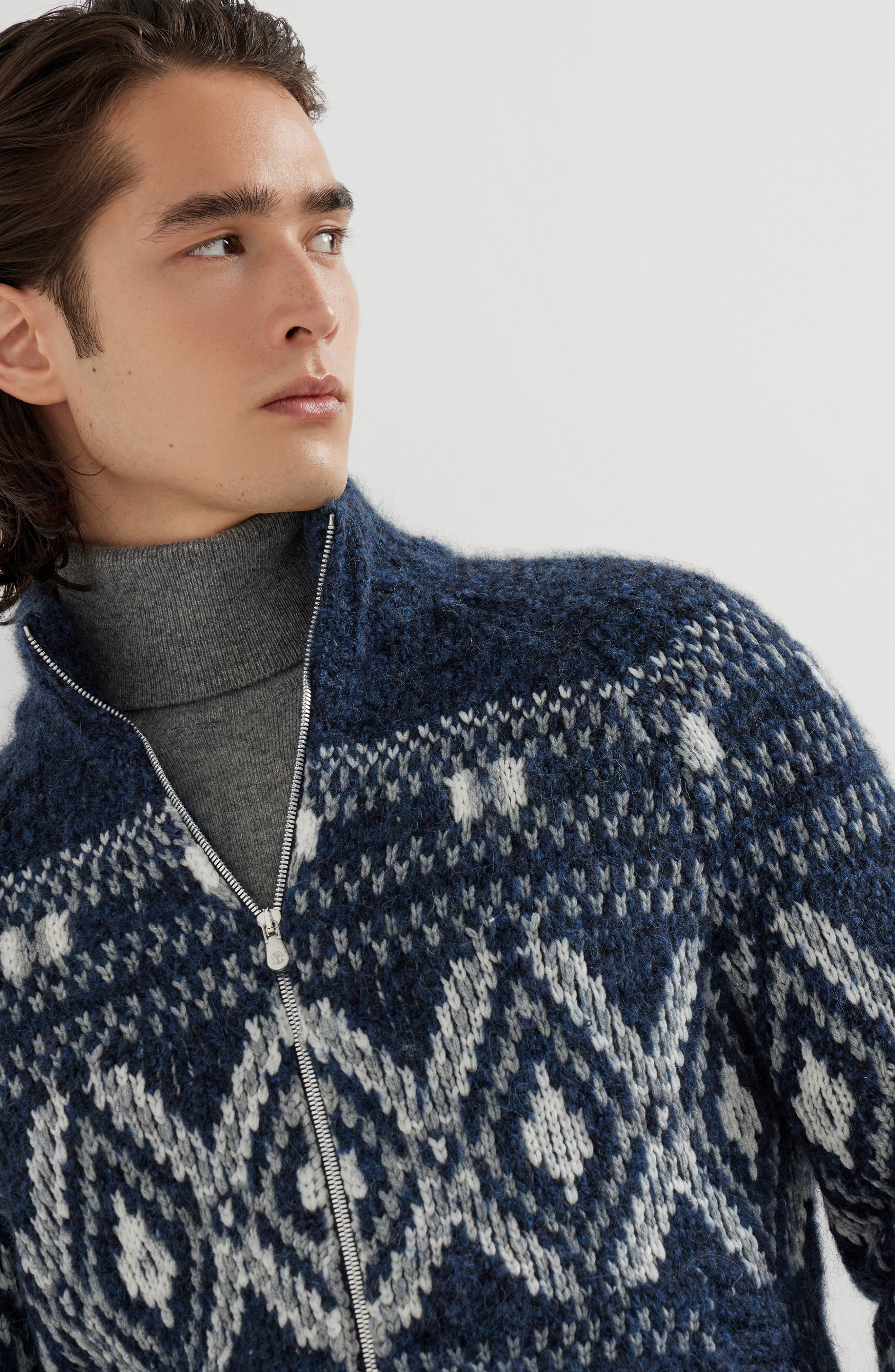 Brunello Cucinelli Jacquard cardigan in Navy Blue at Nordstrom - 4