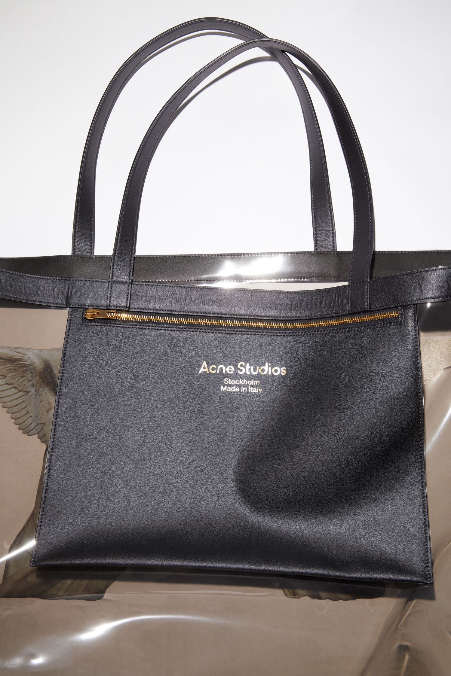 Clear print tote bag - Black - 5