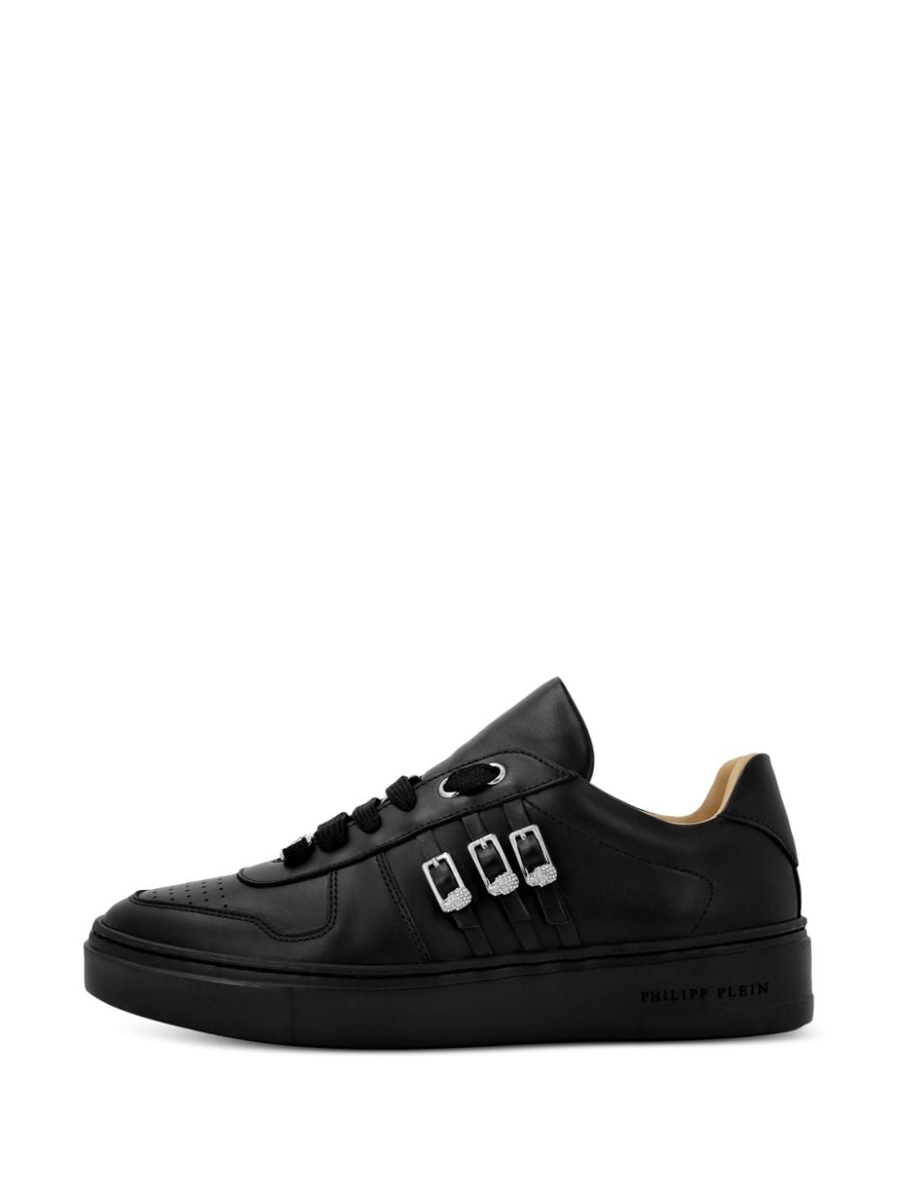 skull-appliqué leather sneakers - 3