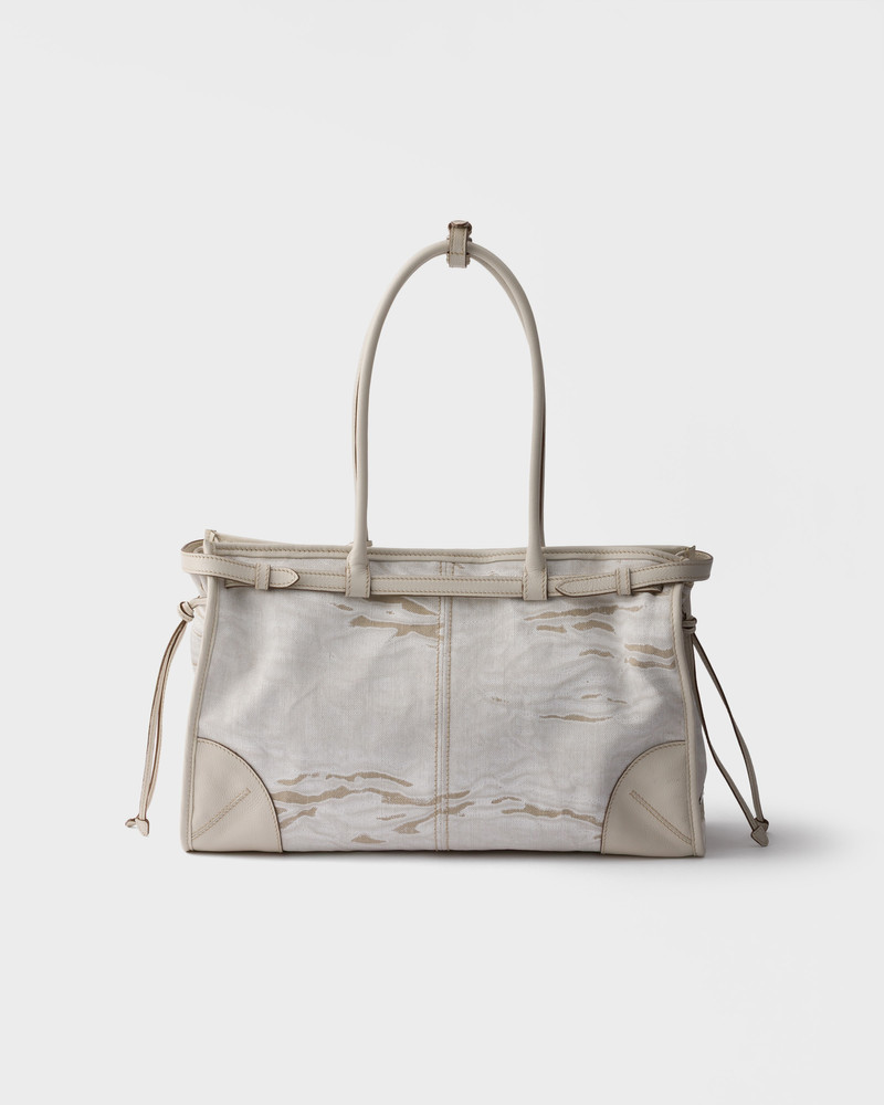 Prada Bonnie large printed linen and leather handbag 4