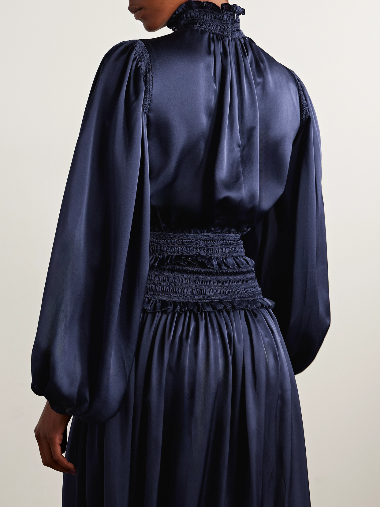 Dream Cropped Shirred Silk-satin Blouse - 3