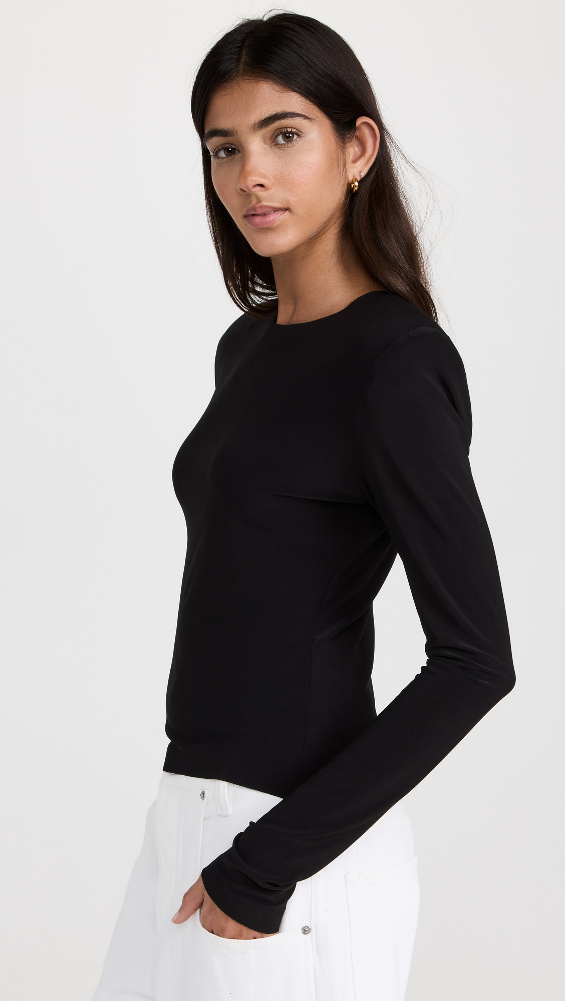 Shoulder Pad Long Sleeve Crew Top - 3