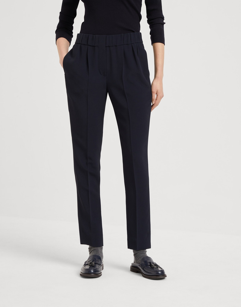 Silk and acetate crêpe cady tailored jogger trousers - 1
