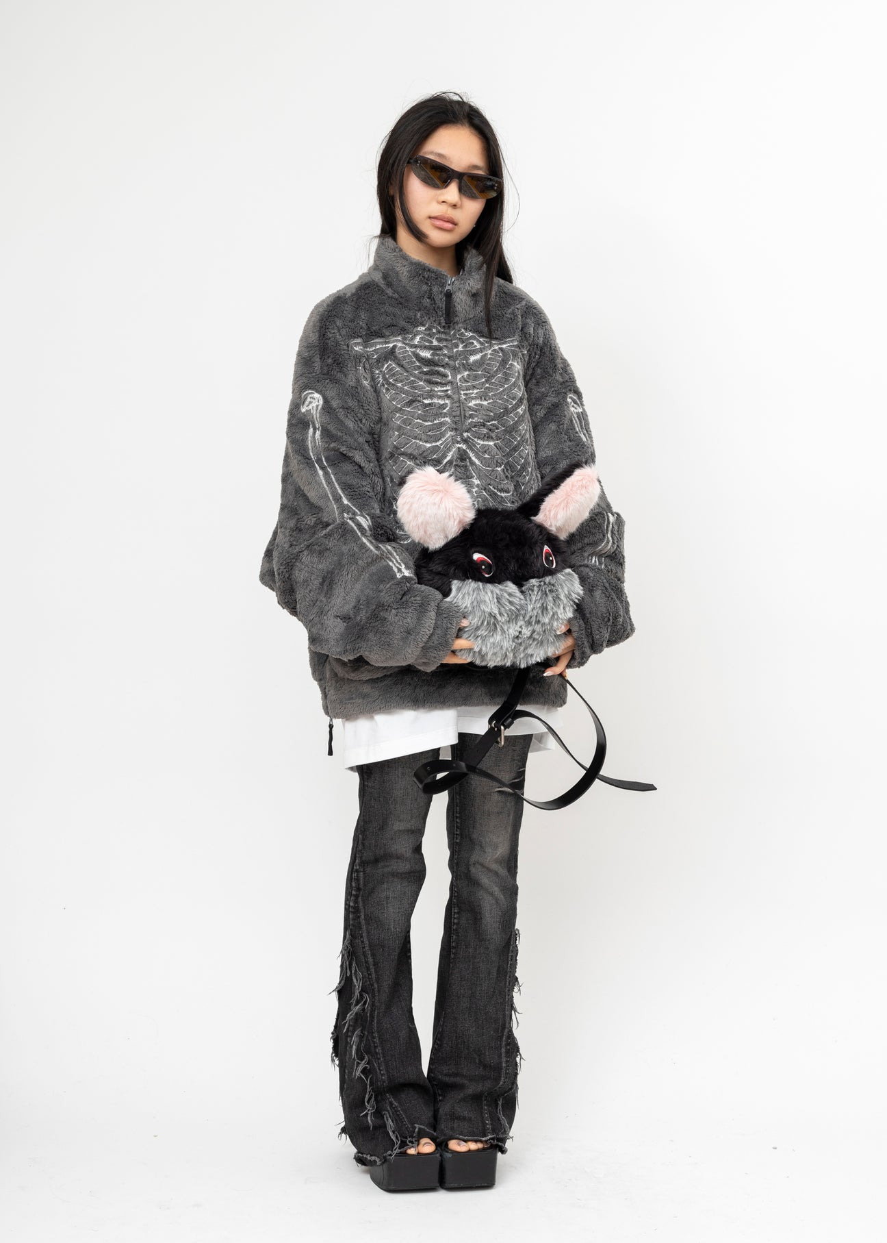 GREY DOUBLET GLOWINTHEDARK SKELTON FLEECEJACKET - 5