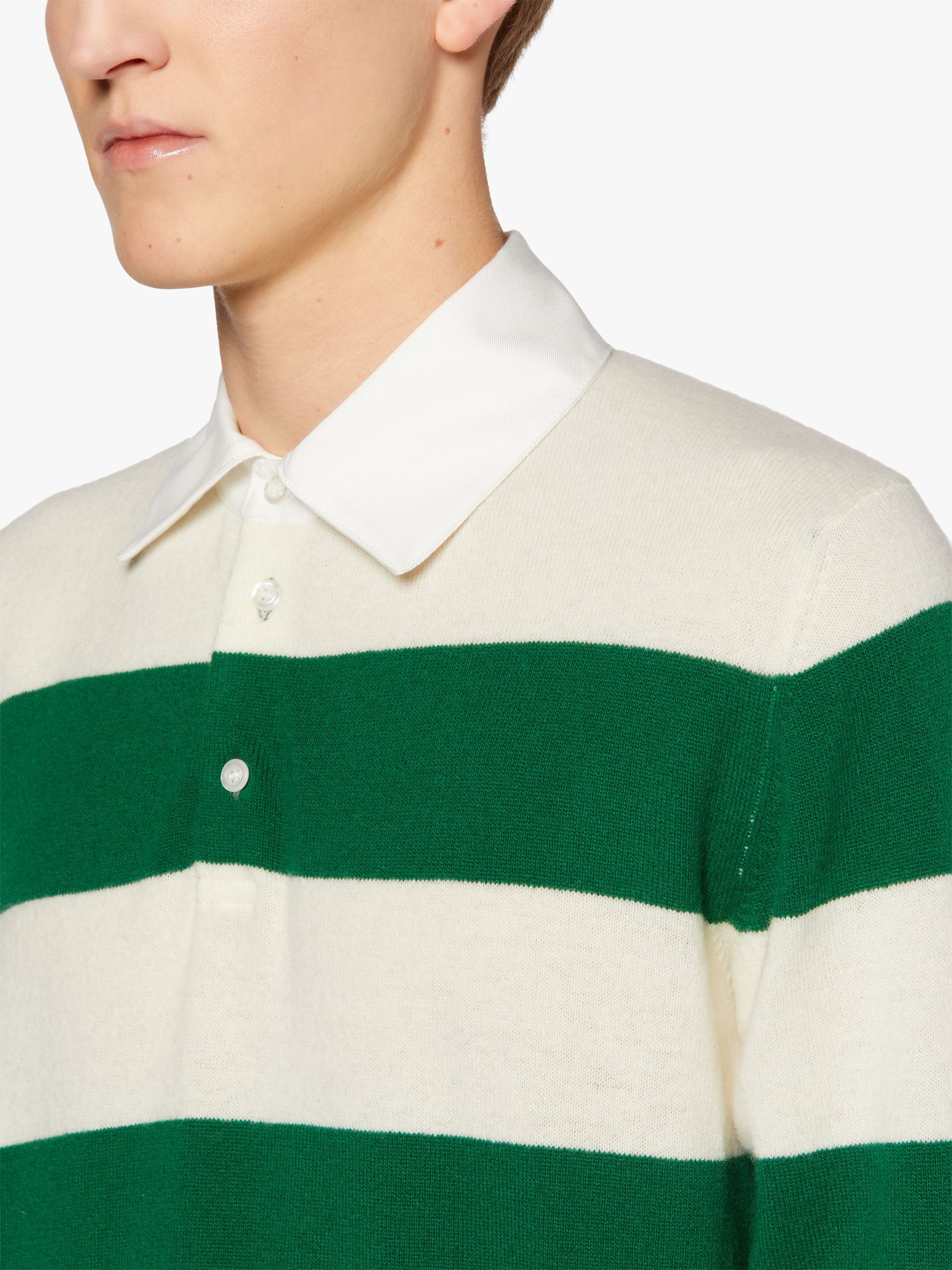 GREEN WOOL KNITTED RUGBY SHIRT | GKM-202 - 5