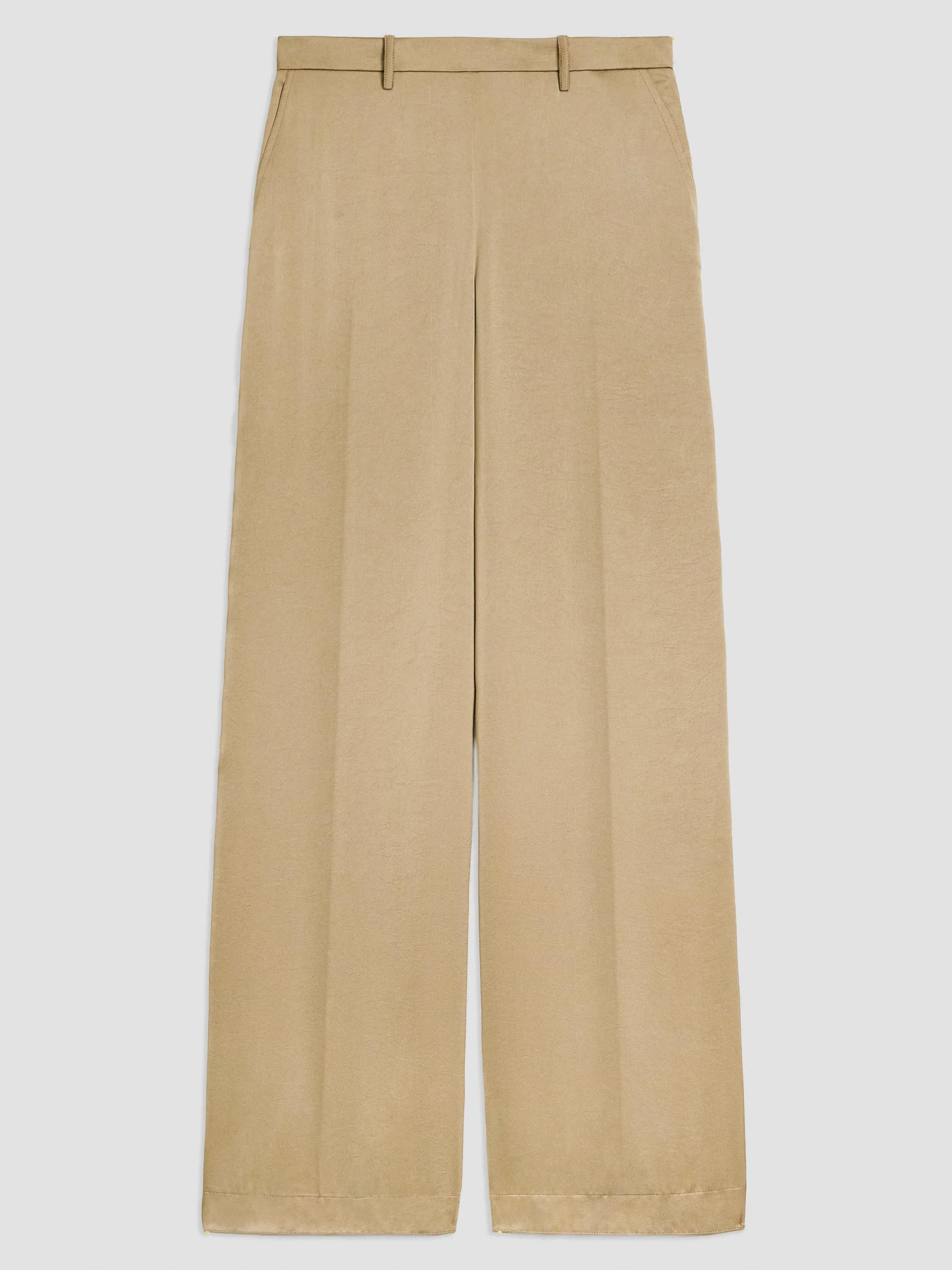Women's Elasticized Waistband Satin Wide-Leg Pants - Mocha Taupe - 1